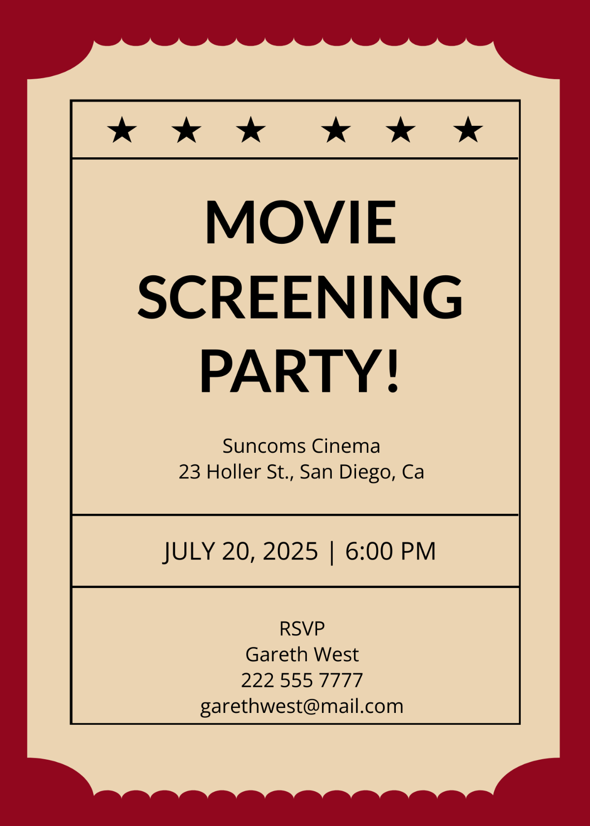 Free Movie Ticket Templates, Editable And Printable within Free Printable Movie Ticket Birthday Party Invitations