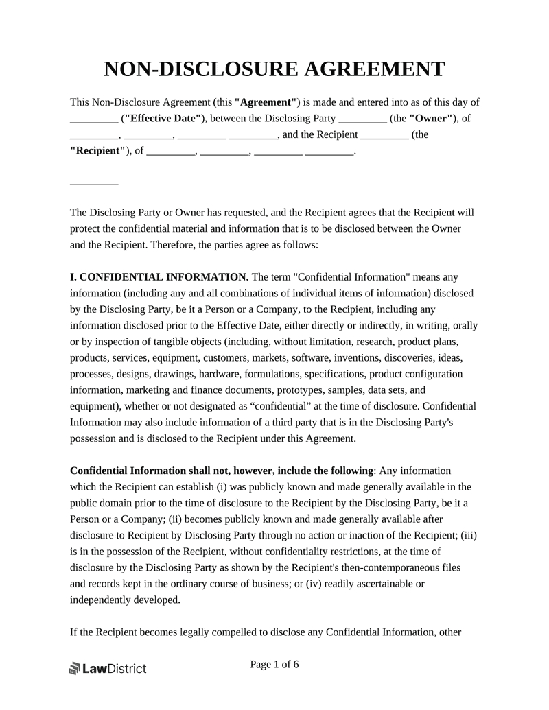 Free Non-Disclosure Agreement (Nda) | Pdf & Word Template throughout Free Printable Non Disclosure Agreement Form