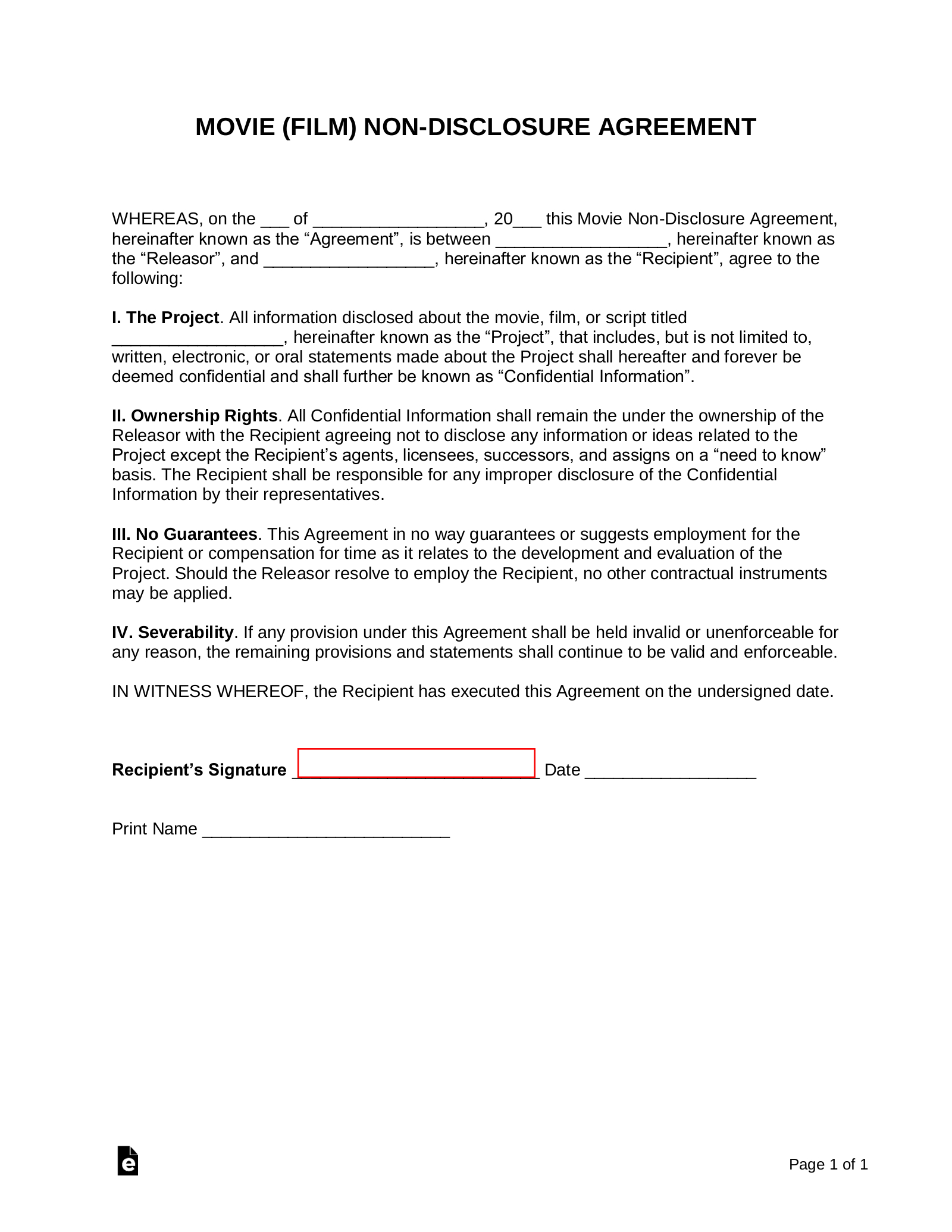 Free Non-Disclosure Agreement (Nda) Templates (21) - Pdf | Word within Free Printable Non Disclosure Agreement Form