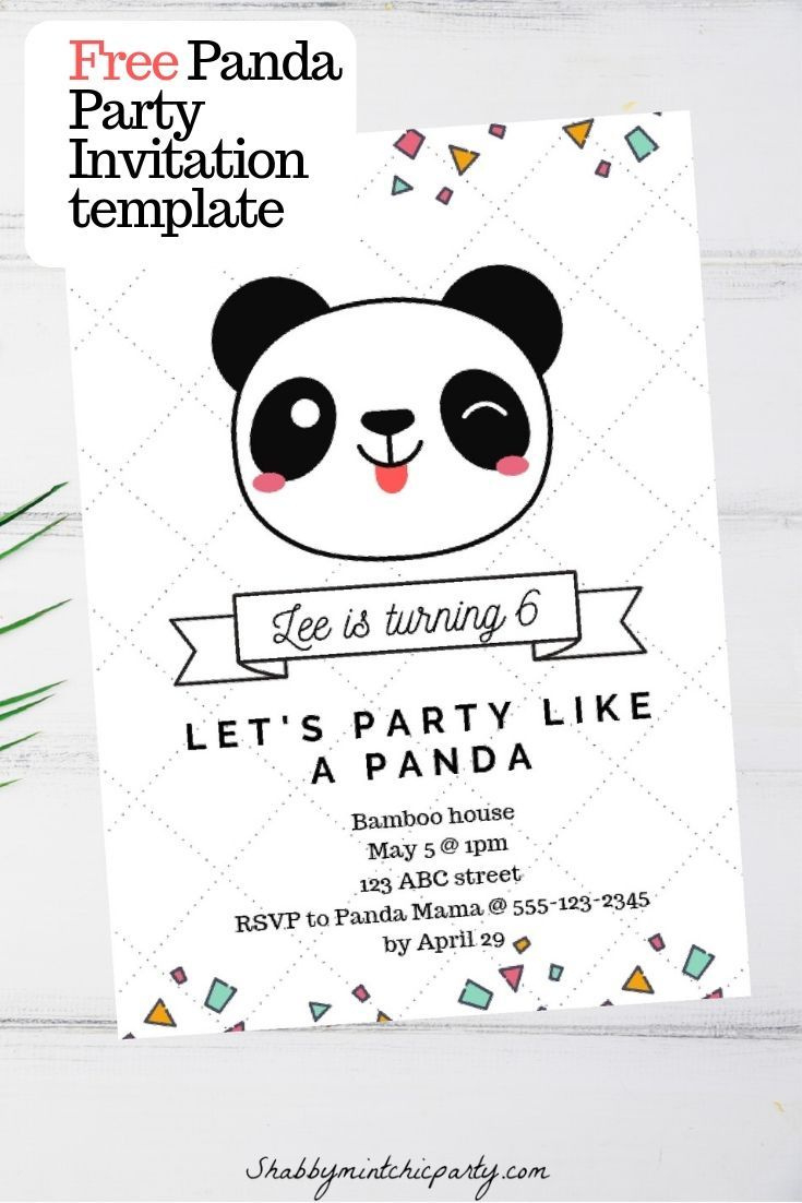 Free Panda Party Invitation Template + Video Tutorial pertaining to Panda Bear Invitations Free Printable