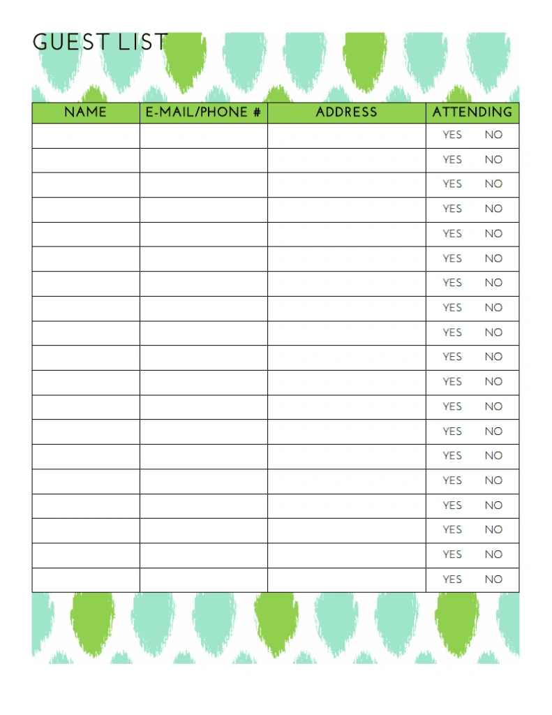 Free Party Guest List Printable – Craftivity Designs regarding Free Printable Birthday Guest List