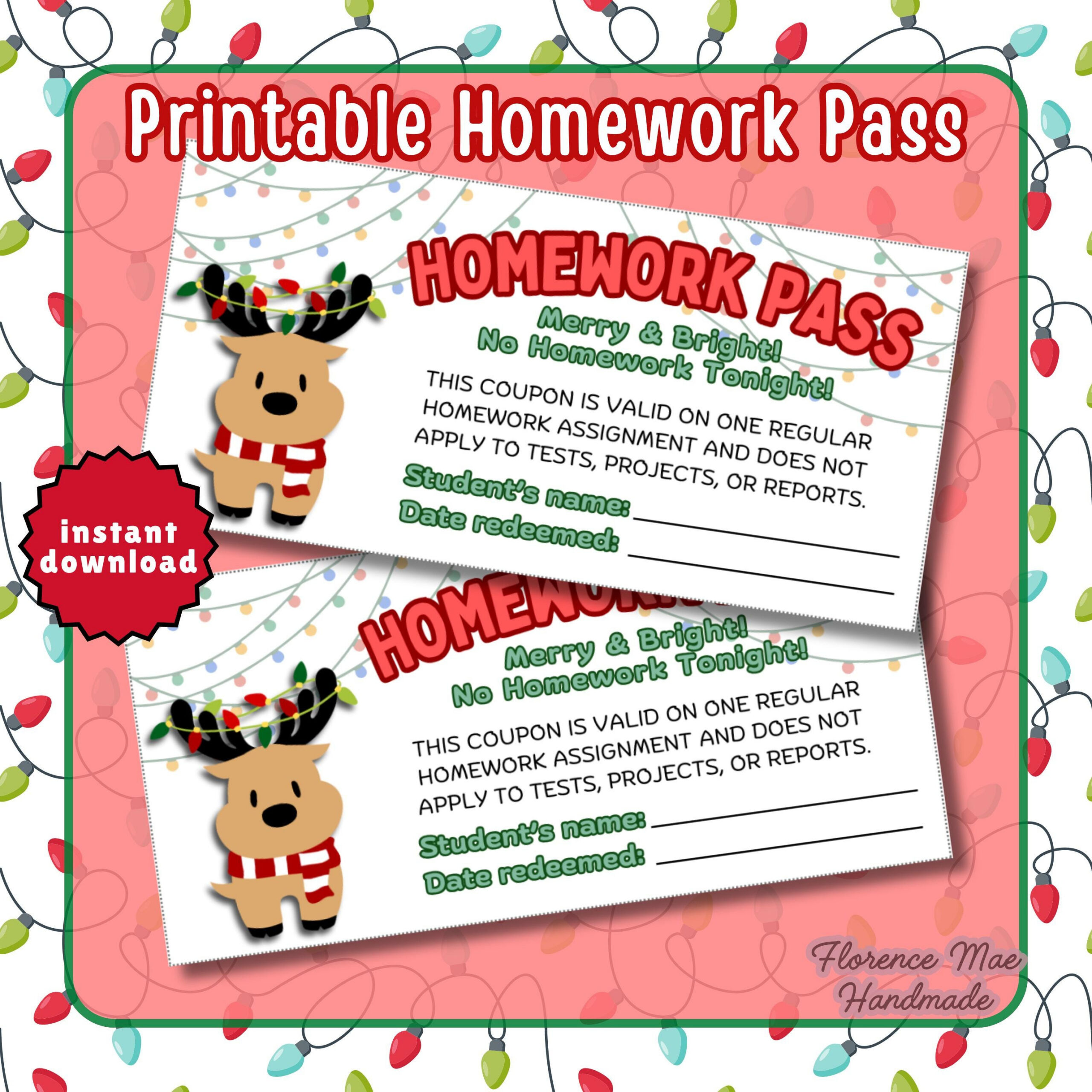 Free Pass Homework - Etsy pertaining to Free Printable Homework Pass Coupon