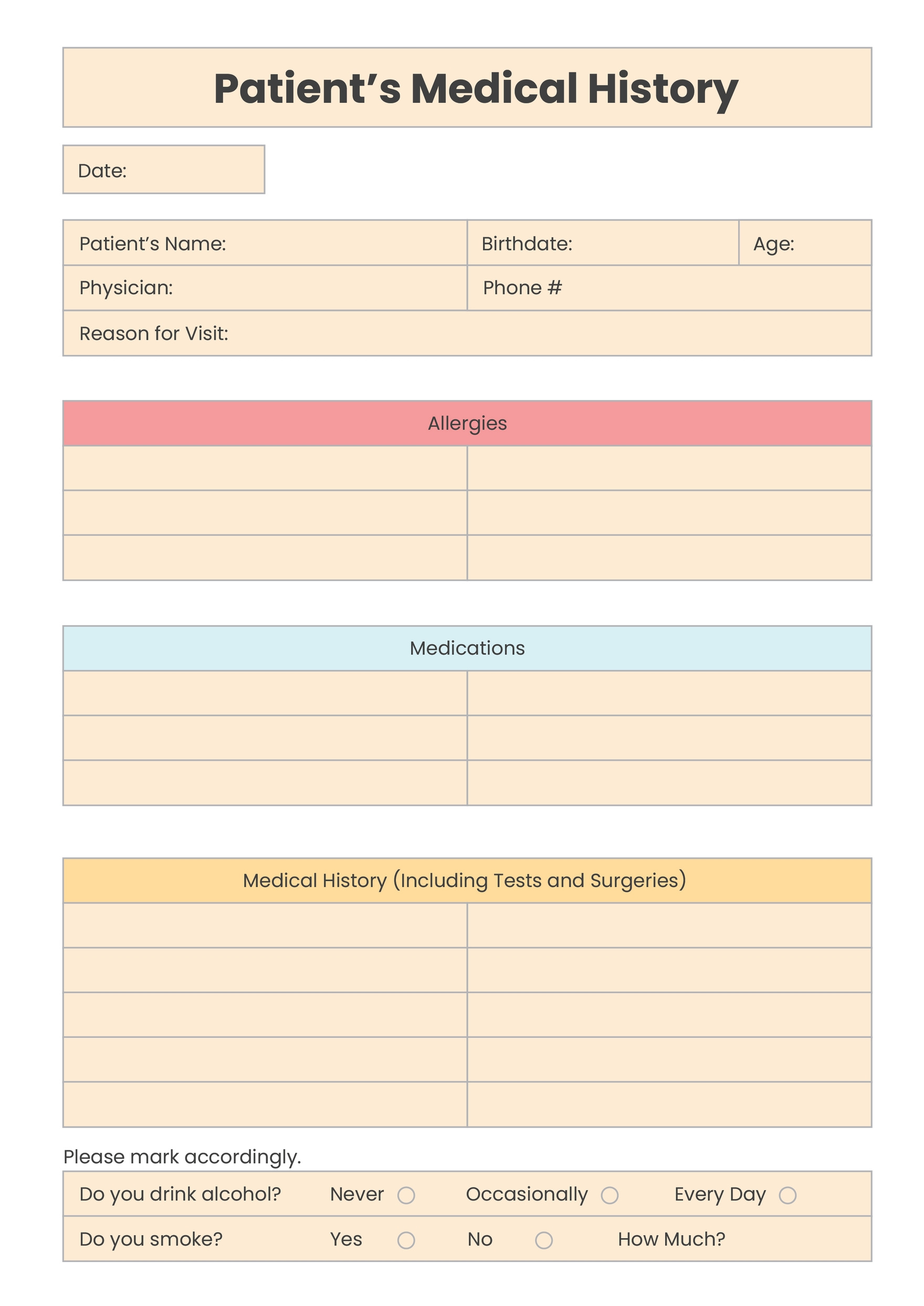 Free Patient Chart Templates, Editable And Printable throughout Free Printable Medical Chart Forms
