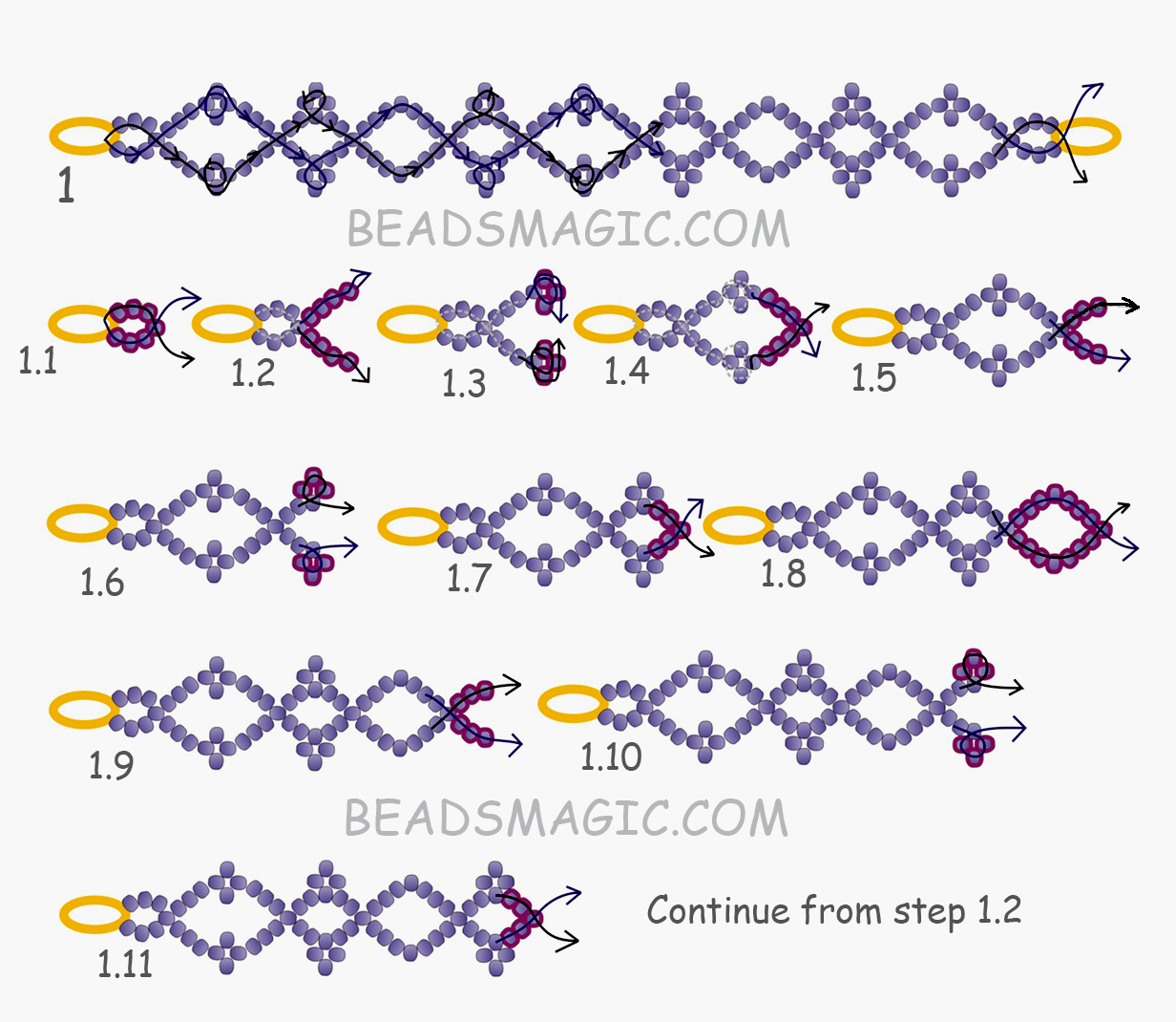 Free Pattern For Bracelet Azora | Beads Magic inside Free Printable Beading Patterns