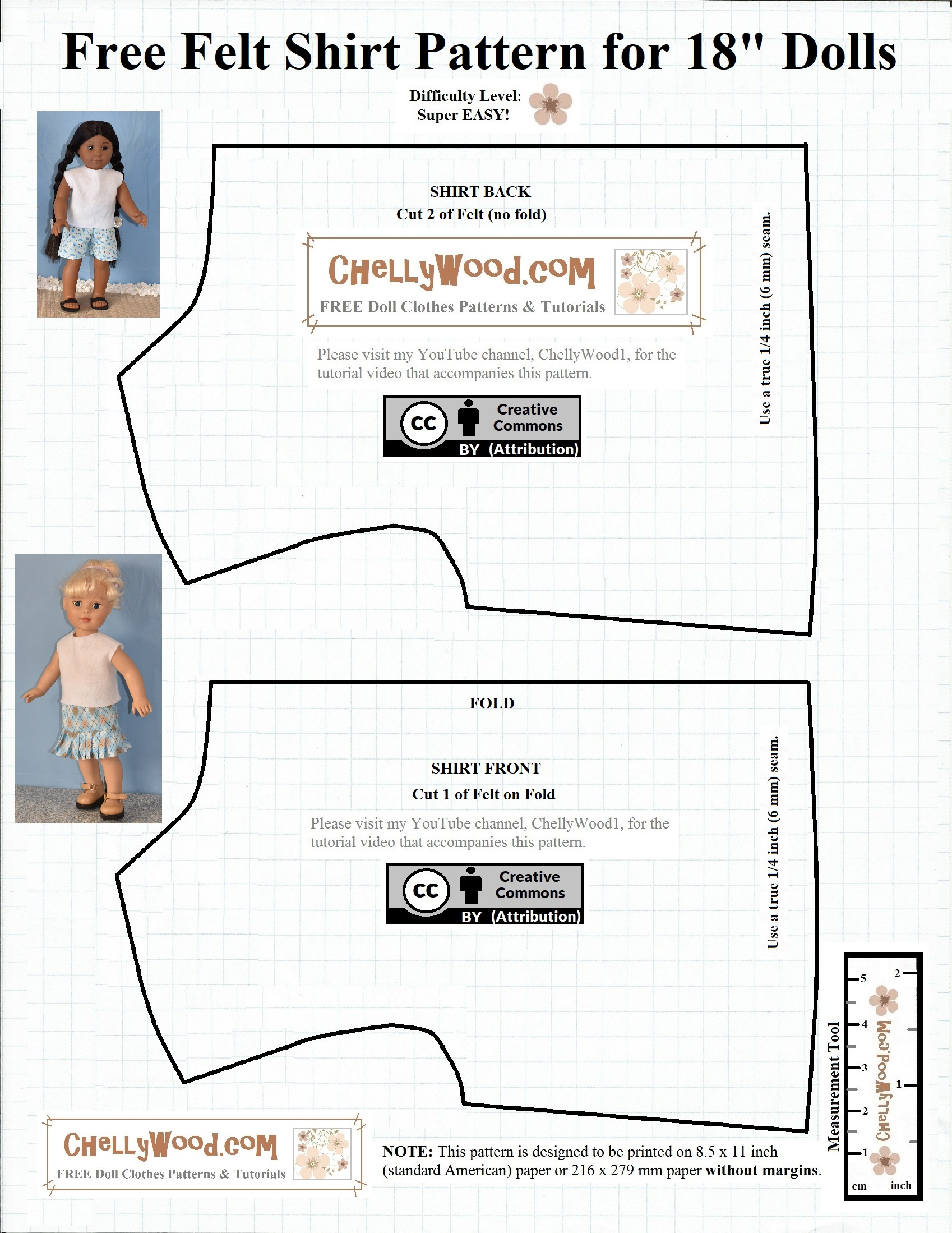 Free #Patterns For 18-Inch #Dolls' Easy- #Sew Shirt @ Chellywood throughout 18 Inch Doll Clothes Patterns Free Printable