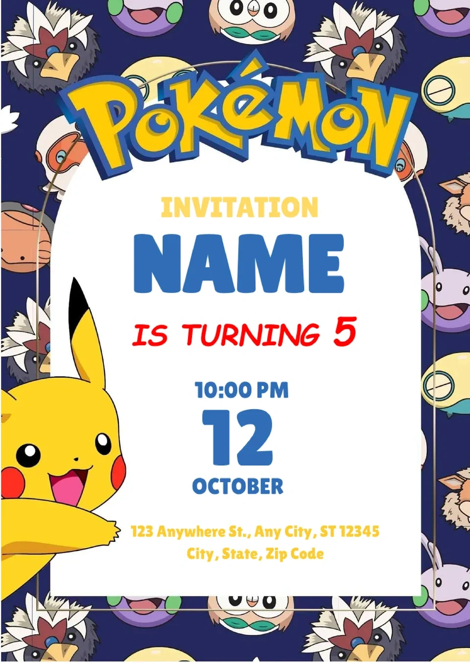 Free Pokemon Invitation Template For Google Docs throughout Pokemon Invitations Printable Free