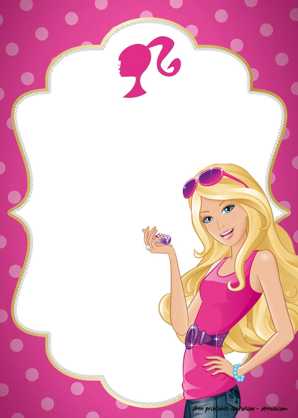 Free Polkadot Pink Barbie Invitation Templates - Drevio : Free And with Free Printable Barbie Birthday Party Invitations