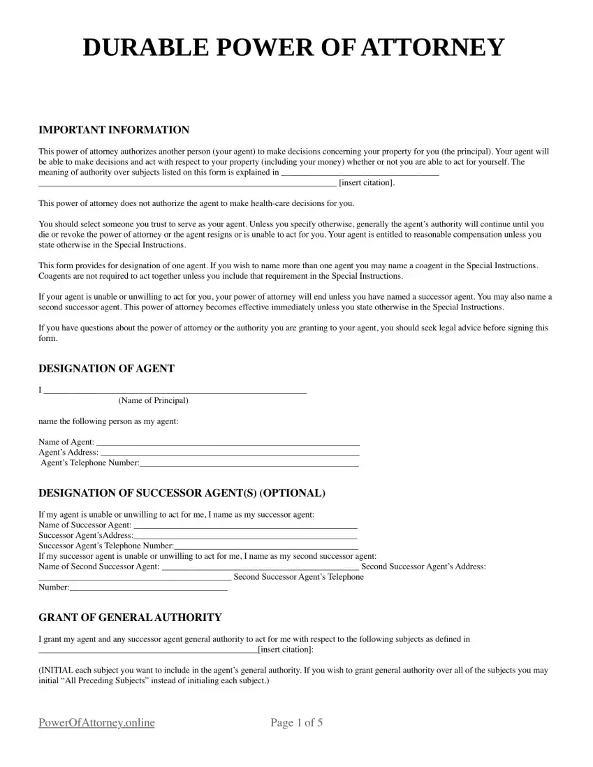 Free Power Of Attorney Forms And Pdf Templates in Free Printable Power Of Attorney Forms Online