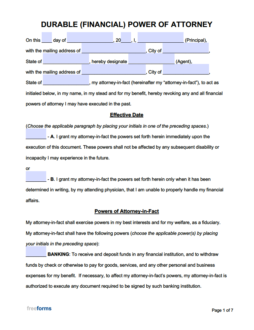 Free Power Of Attorney Forms | Pdf | Word within Free Printable Power Of Attorney Forms
