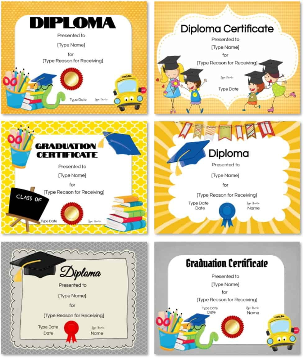 Free Preschool And Kindergarten Graduation Certificate Templates with Preschool Graduation Diploma Free Printable