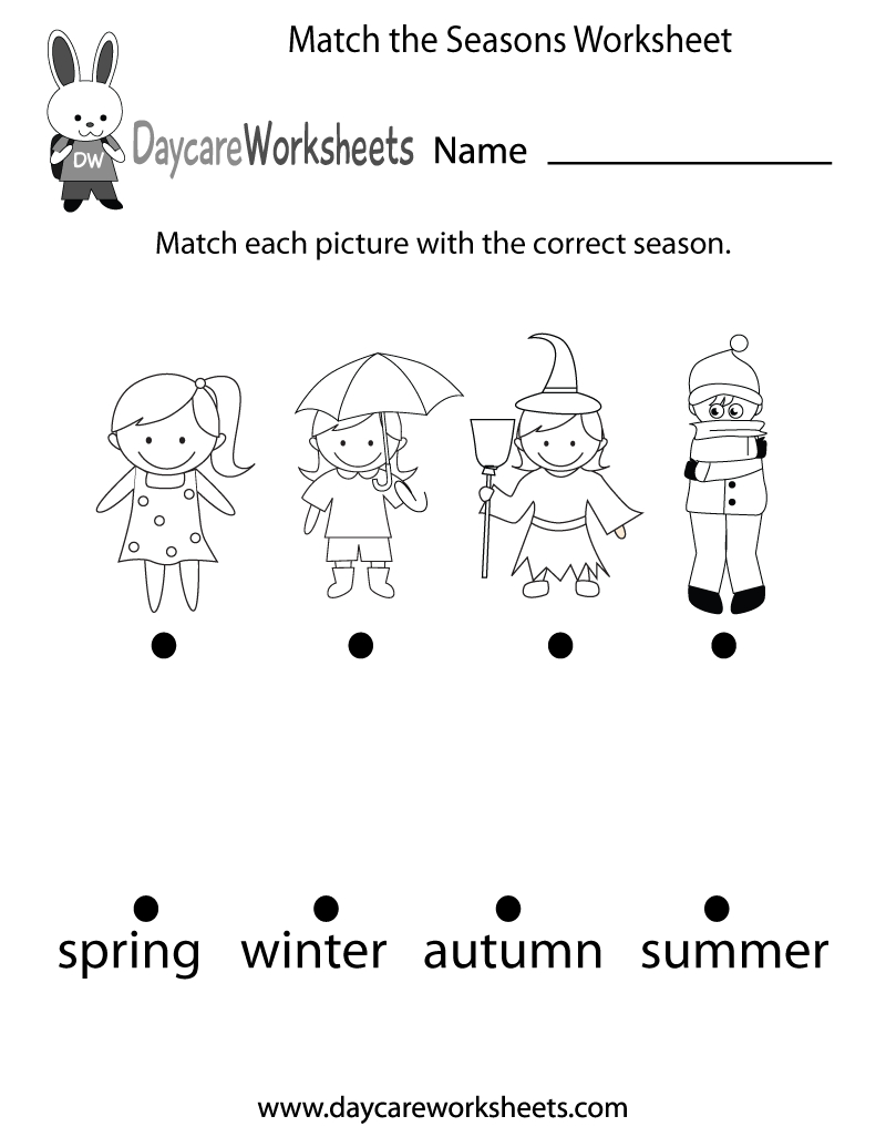 Free Preschool Match The Seasons Worksheet in Free Printable Seasons Worksheets For Kindergarten