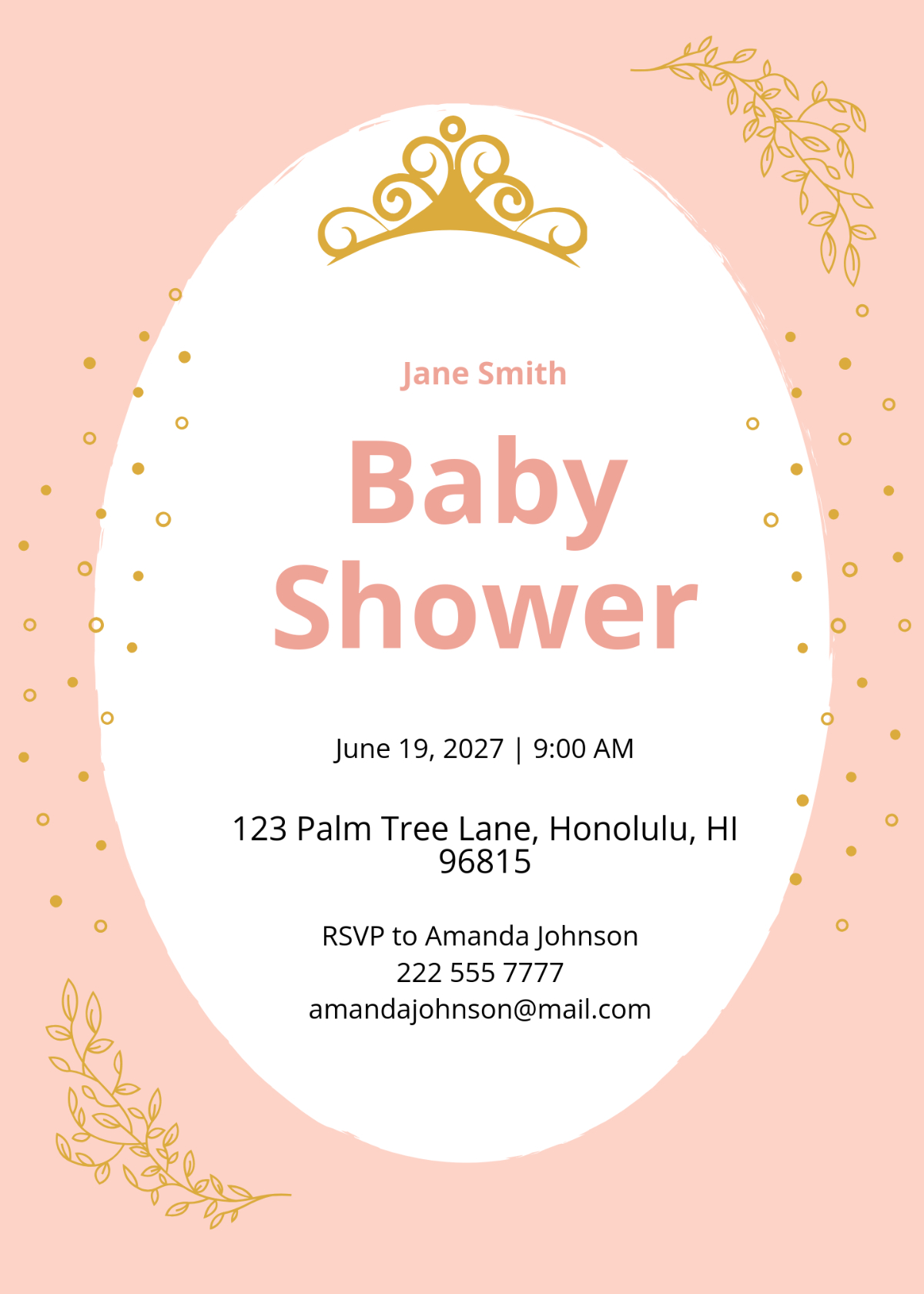Free Princess Baby Shower Invitation Template To Edit Online pertaining to Free Printable Princess Baby Shower Invitations