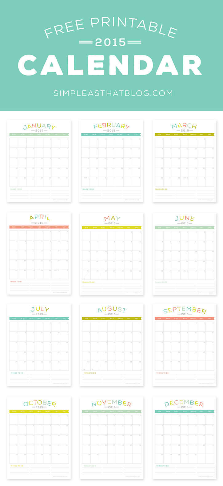 Free Printable 2015 Calendars for Free Printable Diary 2015