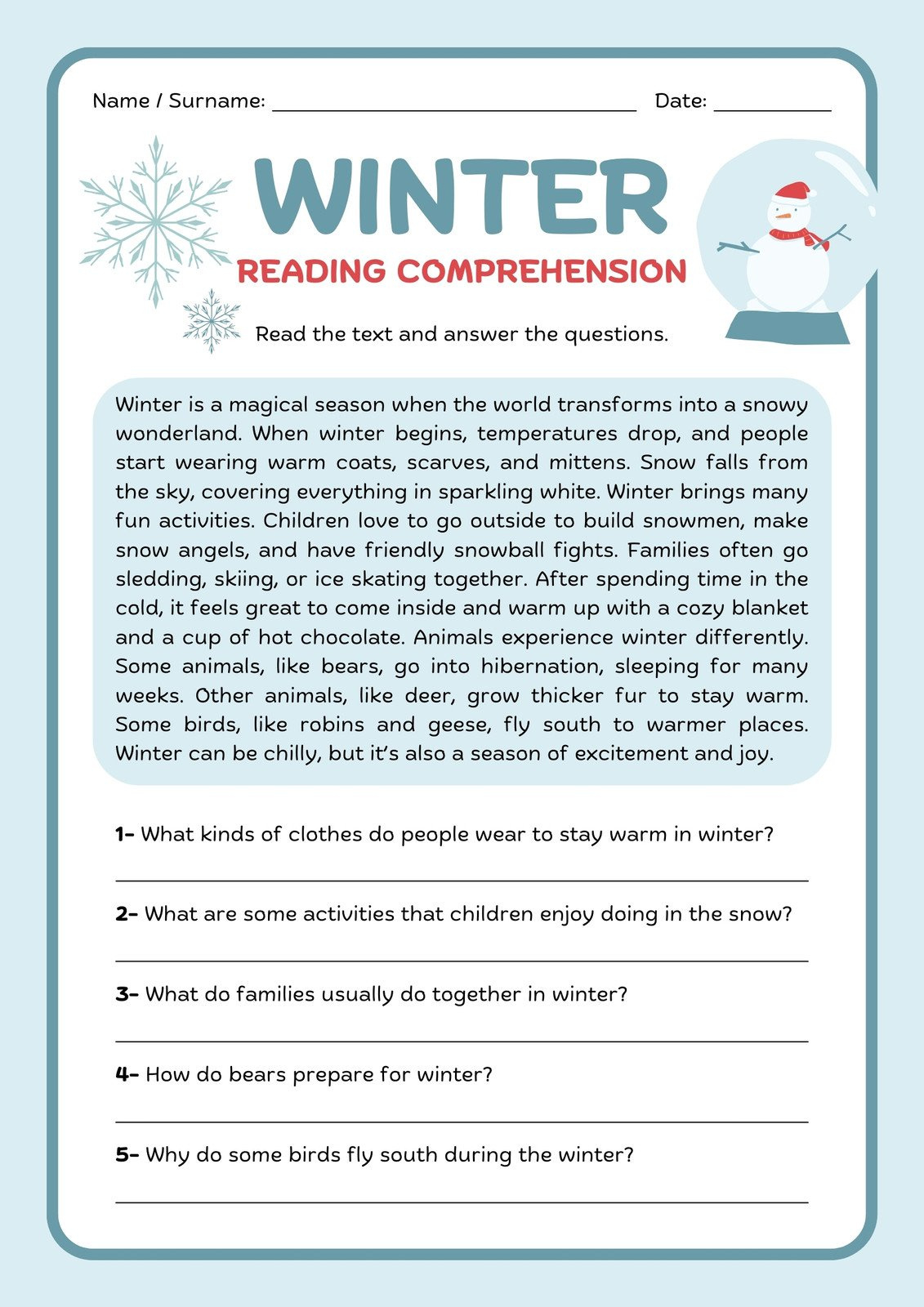 Free Printable 3Rd Grade Reading Worksheet Templates | Canva pertaining to Free Printable Reading Passages With Questions