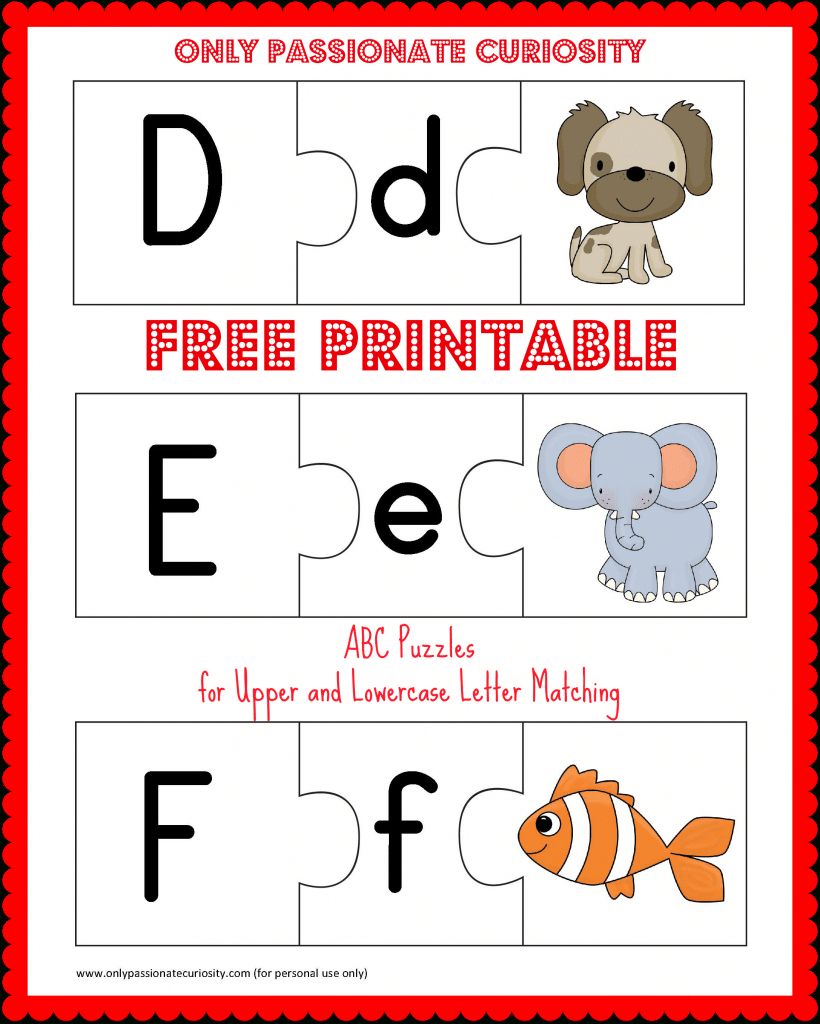 Free Printable Abc Puzzles: Upper And Lowercase Letter Matching for Free Printable Alphabet Puzzles