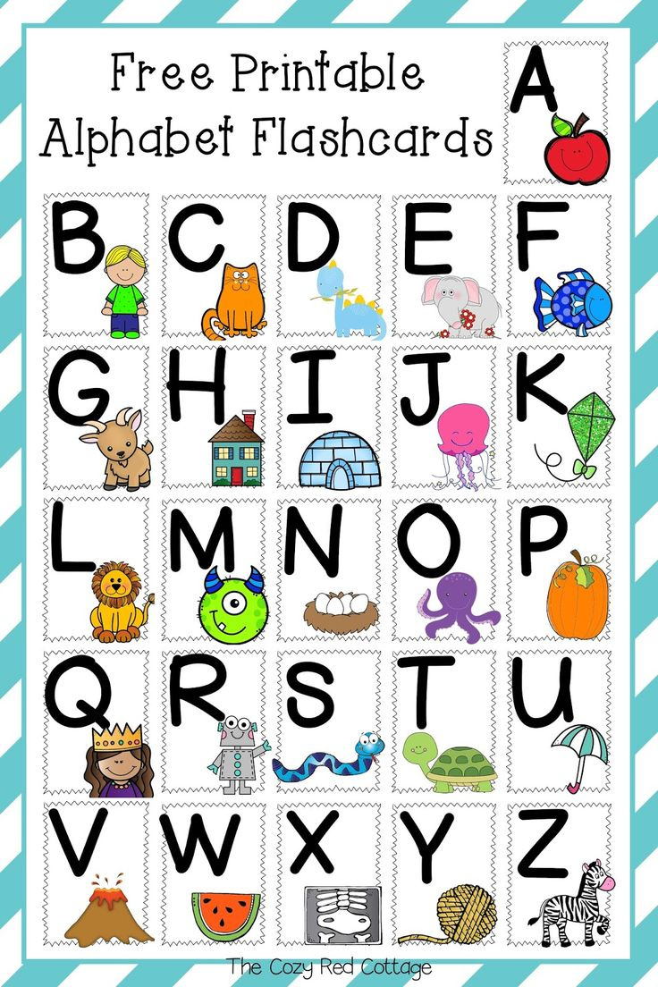 Free Printable Alphabet Flashcards with Free Printable Abc Flashcards With Pictures