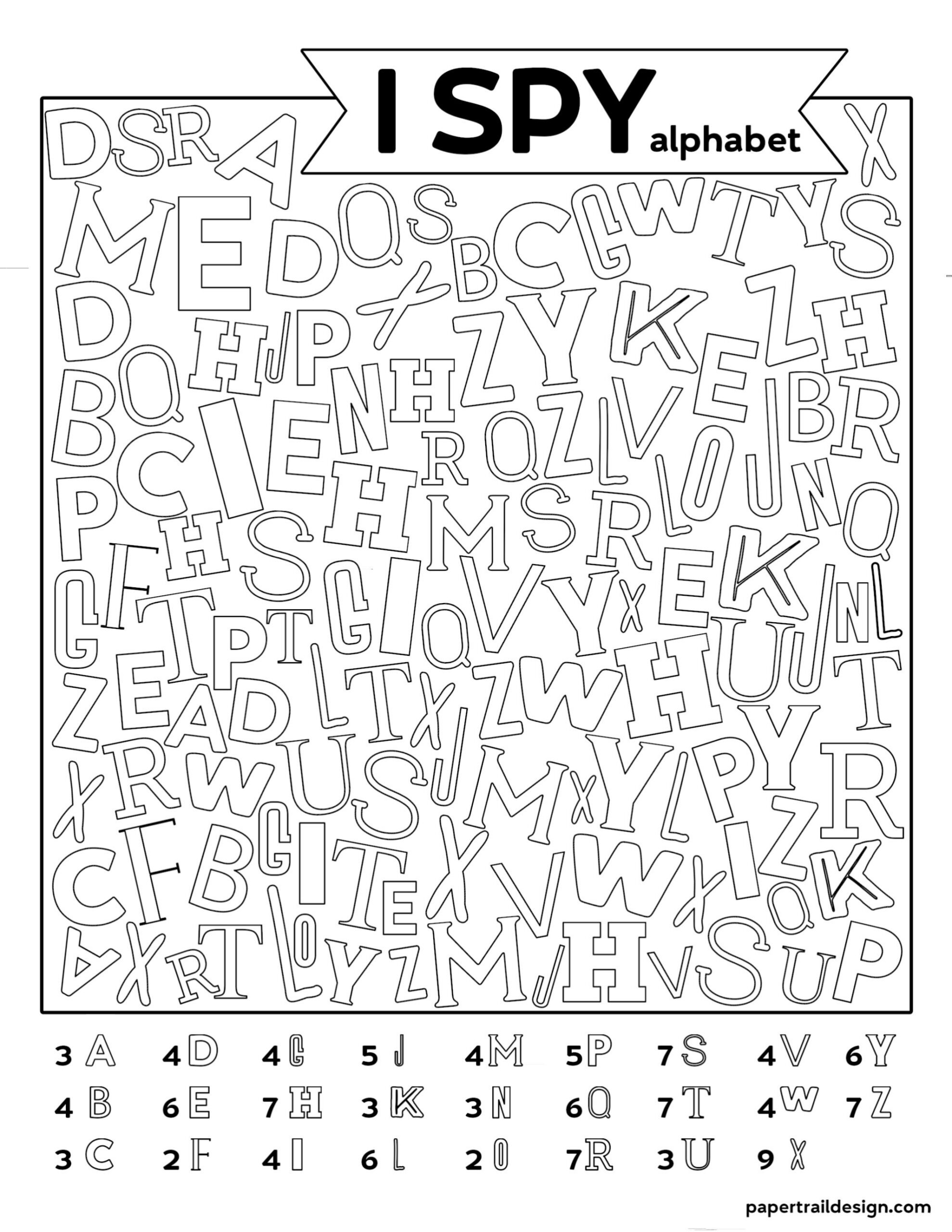 Free Printable Alphabet I Spy Game - Paper Trail Design throughout Free Printable Alphabet Games