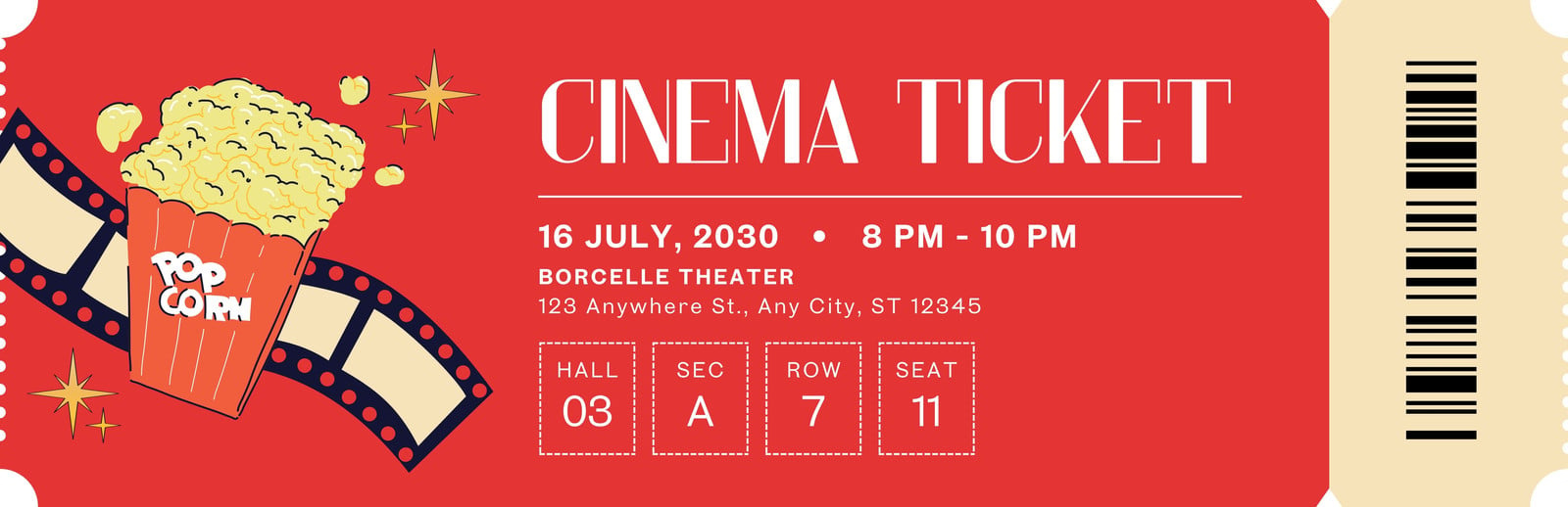 Free, Printable And Customizable Movie Ticket Templates | Canva regarding Free Printable Movie Tickets