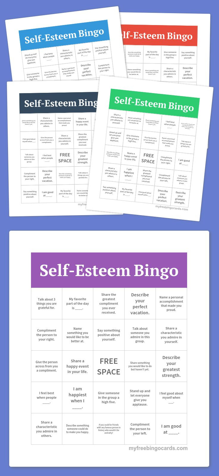 Free Printable And Virtual Bingo Cards inside Free Printable Self Esteem Bingo