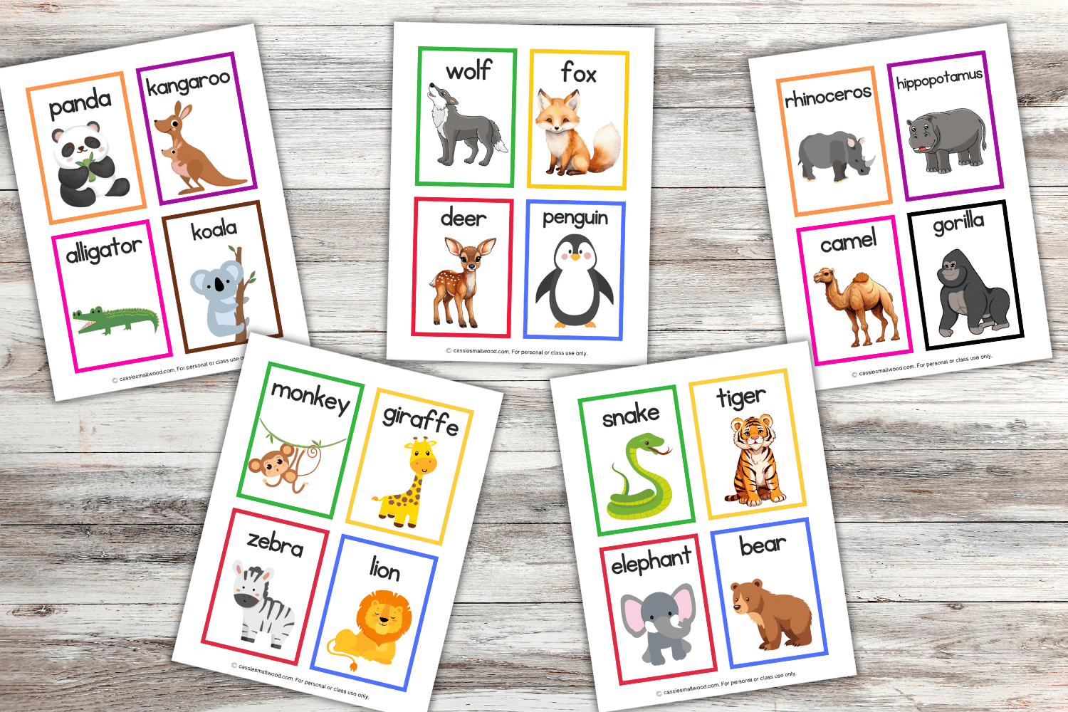 Free Printable Animal Flash Cards For Preschool Kids - Cassie regarding Free Printable Animal Cards