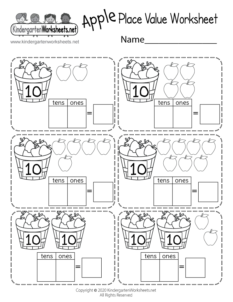 Free Printable Apple Place Value Worksheet for Free Printable Place Value Worksheets