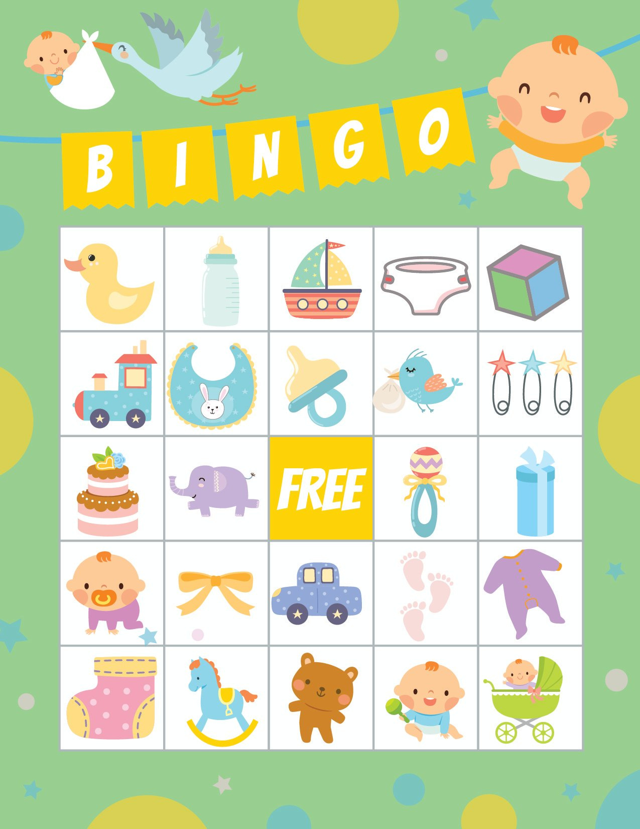 Free Printable Baby Shower Bingo (40 Cards) - Play Party Plan regarding Baby Bingo Game Free Printable