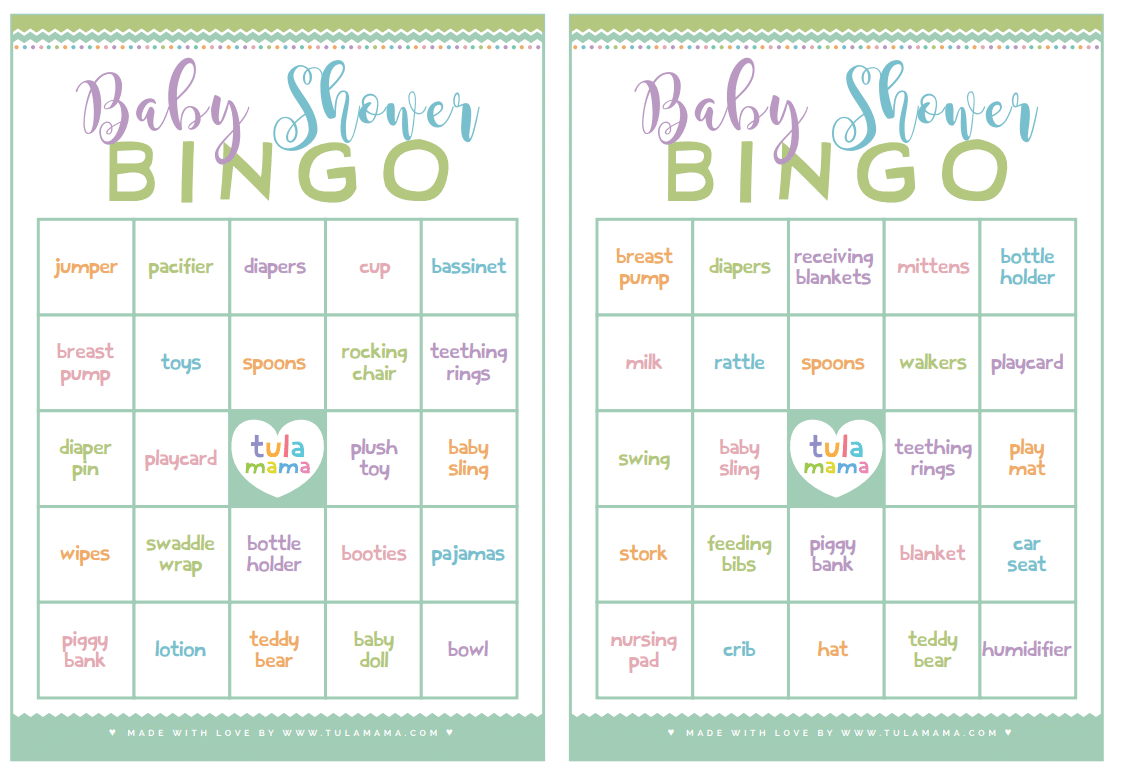 Free Printable Baby Shower Bingo in Printable Baby Shower Bingo Games Free