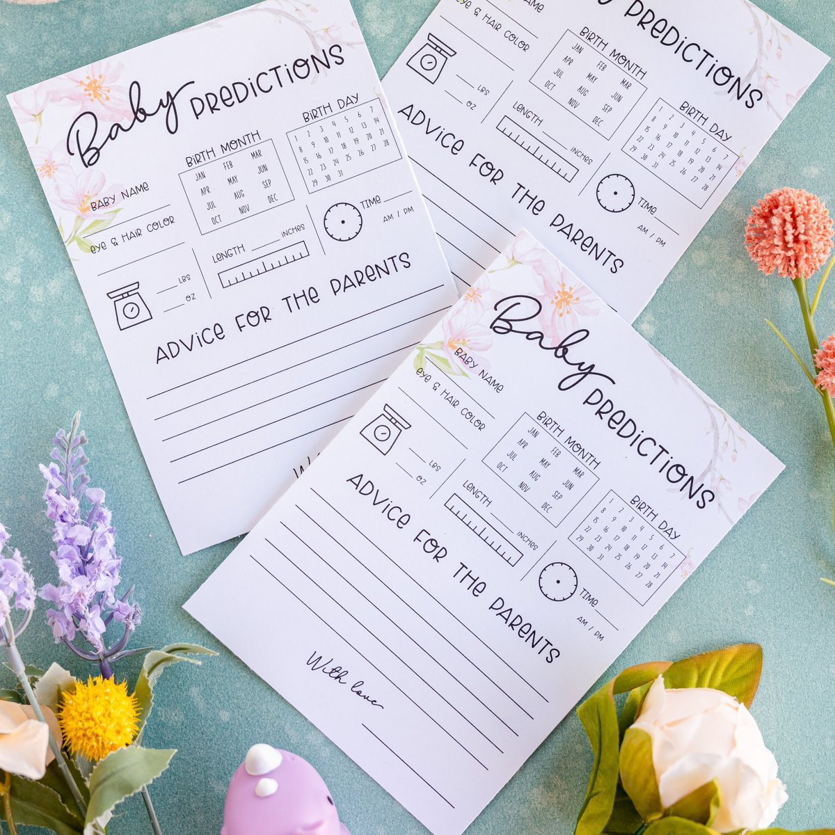 Free Printable Baby Shower Predictions &amp;amp; Advice Cards pertaining to Baby Prediction And Advice Cards Free Printable
