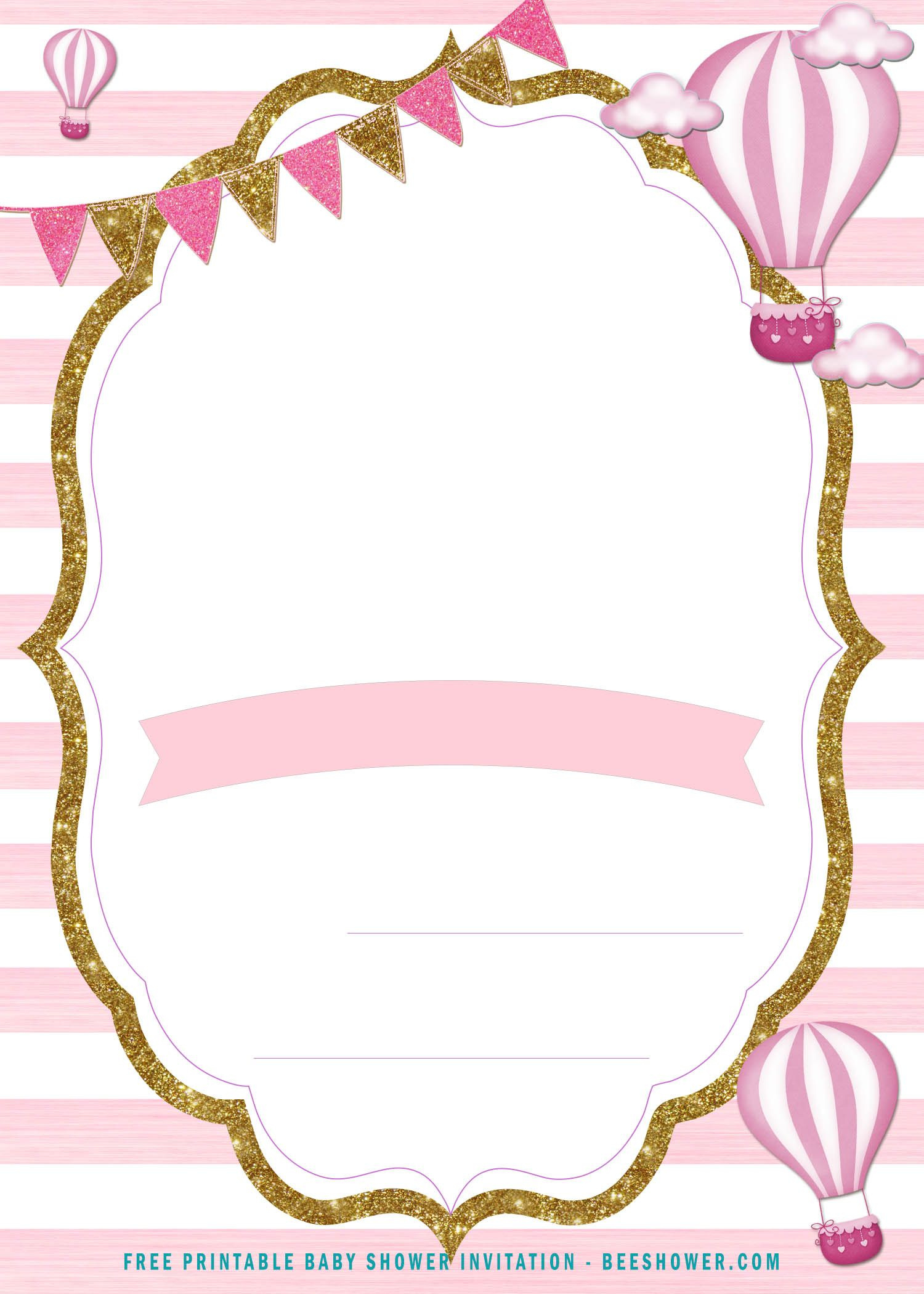 Free Printable Balloons Baby Shower Invitation Templates for Baby Shower Templates Free Printable