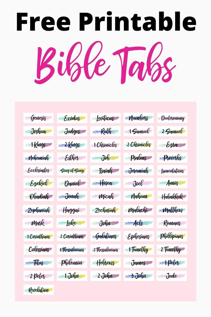 Free Printable Bible Tabs for Free Printable Books Of The Bible Tabs