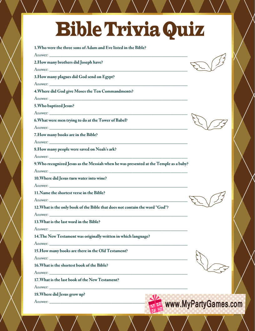 Free Printable Bible Trivia Quiz With Answer Key pertaining to Free Printable Bible Trivia For Adults