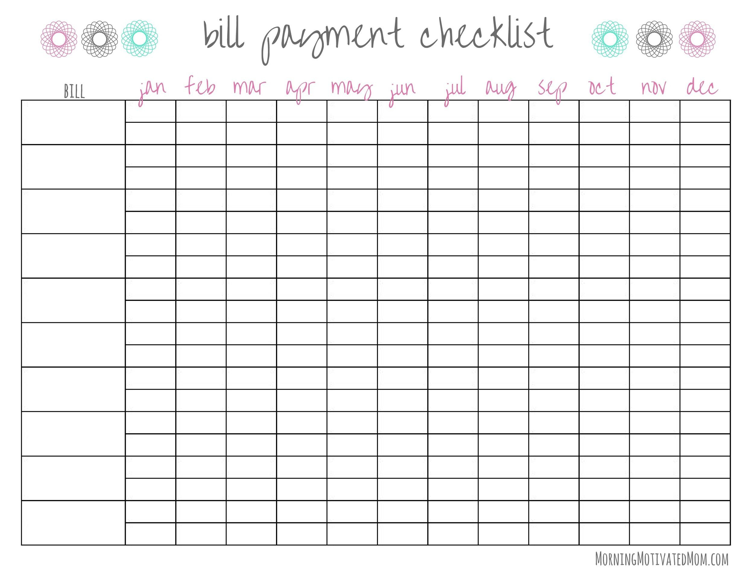 Free Printable Bill Pay Checklist - Printable Party Favors for Free Printable Bill Pay Checklist