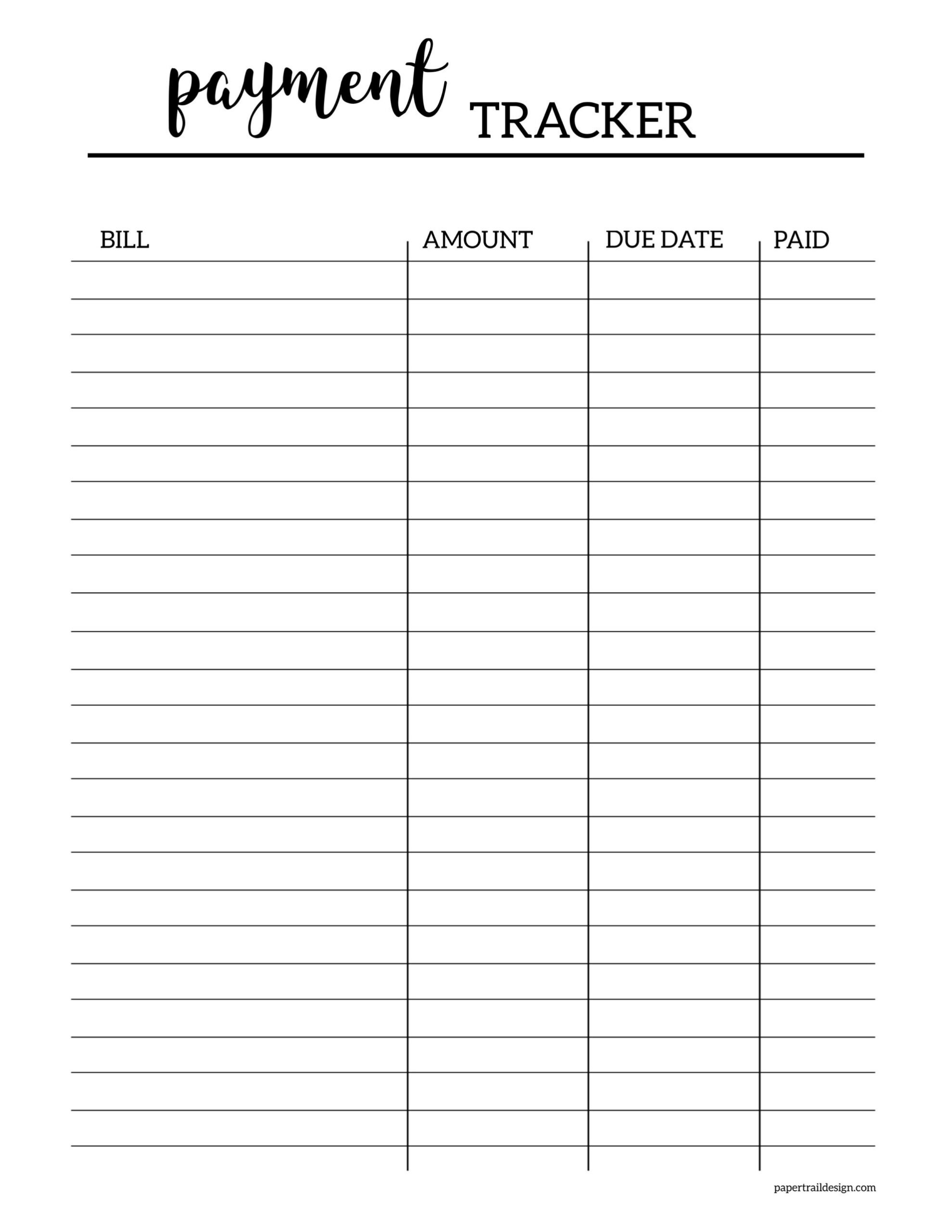 Free Printable Bill Tracker - Paper Trail Design - Worksheets Library pertaining to Free Printable Weekly Bill Organizer