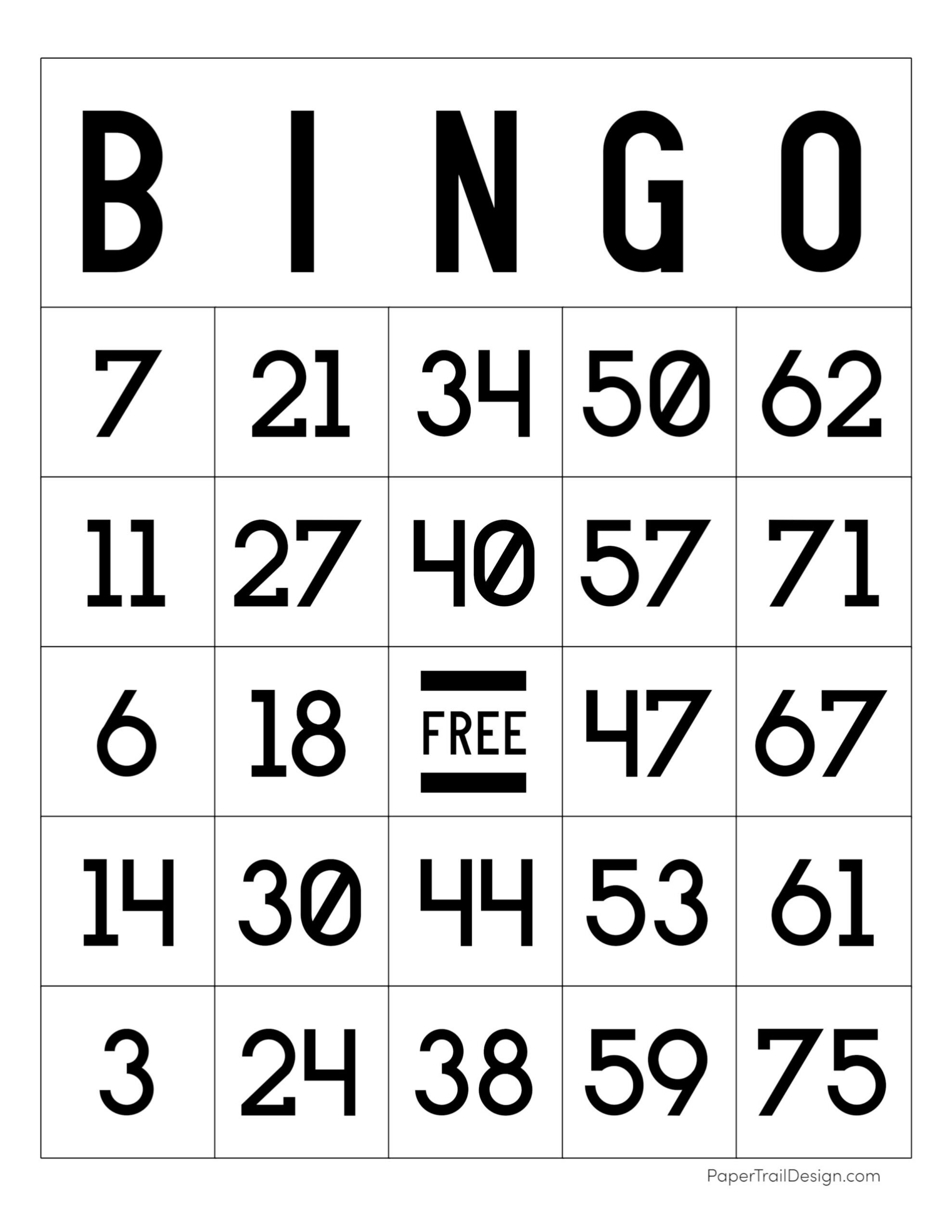 Free Printable Bingo Cards - Paper Trail Design intended for Printable Bingo Template Free