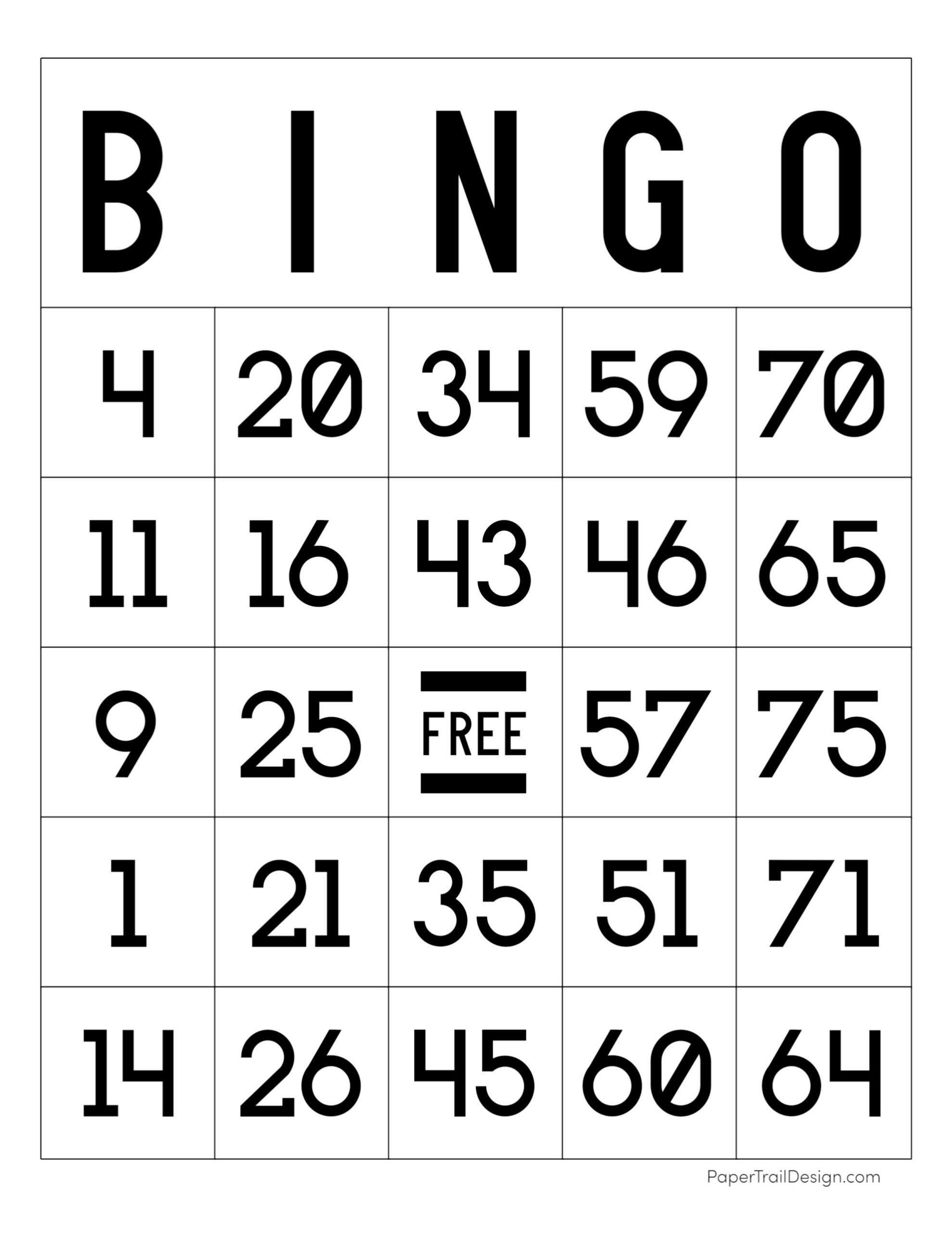 Free Printable Bingo Cards - Paper Trail Design pertaining to Free Printable Bingo Cards 1 75