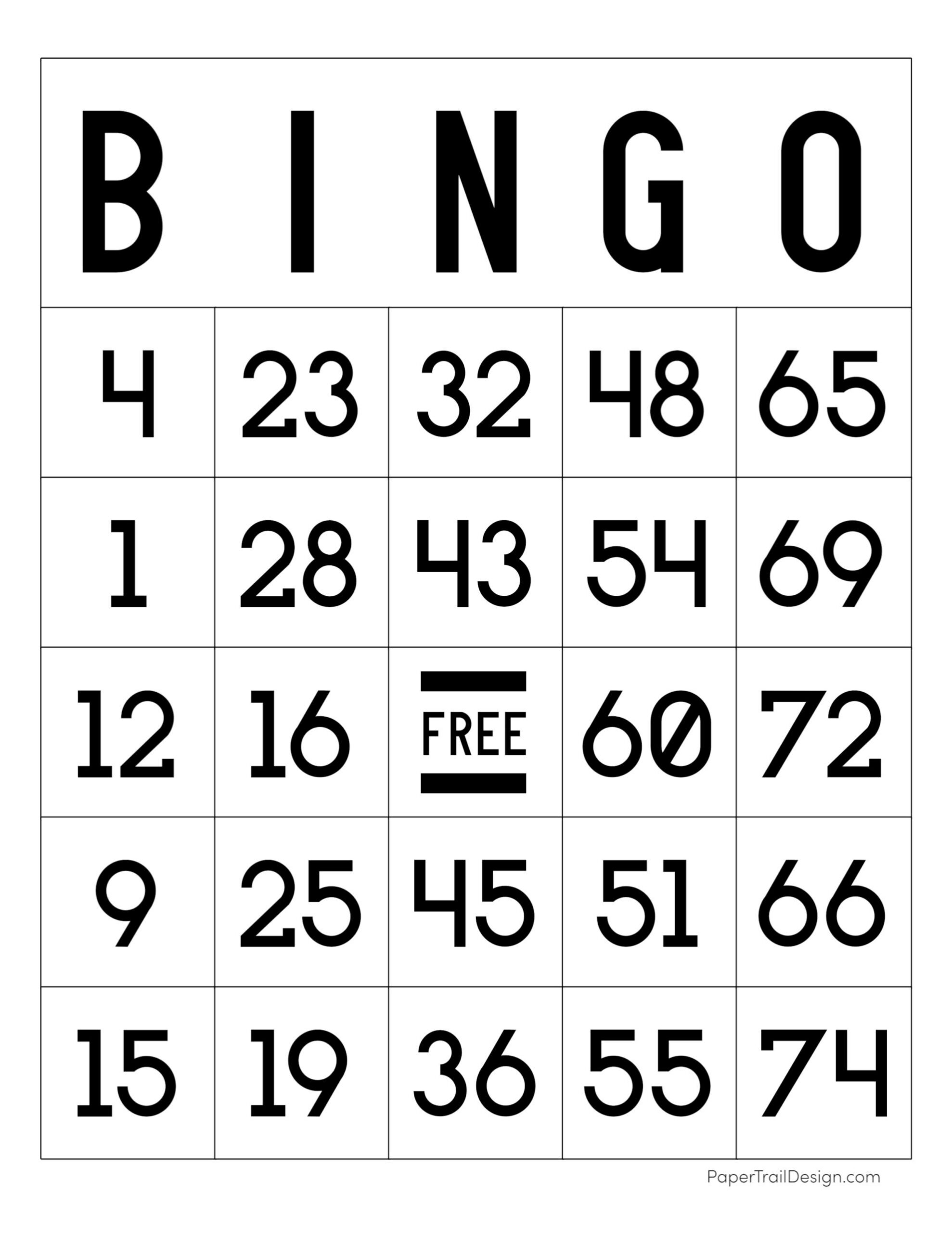 Free Printable Bingo Cards - Paper Trail Design throughout Free Printable Bingo Cards With Numbers