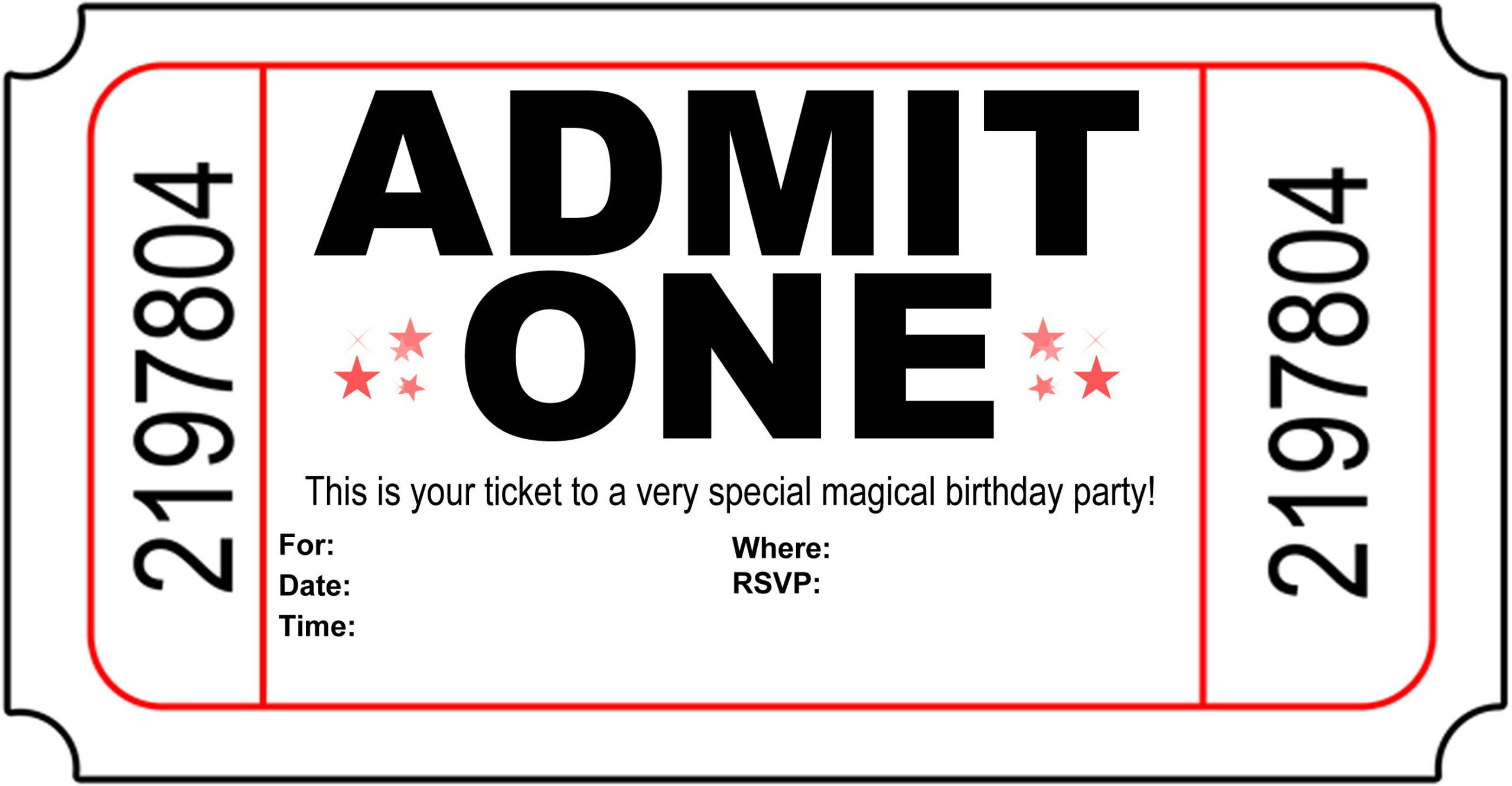 Free Printable Birthday Party Invitations - Kansas Magician within Free Printable Ticket Invitations