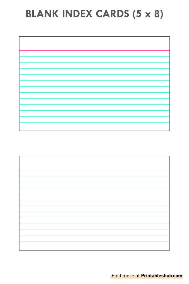 Free Printable Blank Index Cards (5 X 8) Template Pdf intended for Free Printable Index Cards