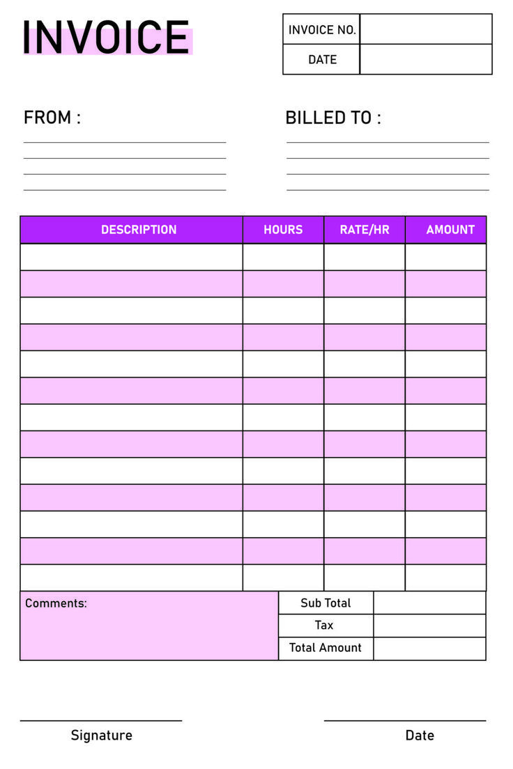 Free Printable Blank Invoice Template Pdf in Free Printable Blank Invoice