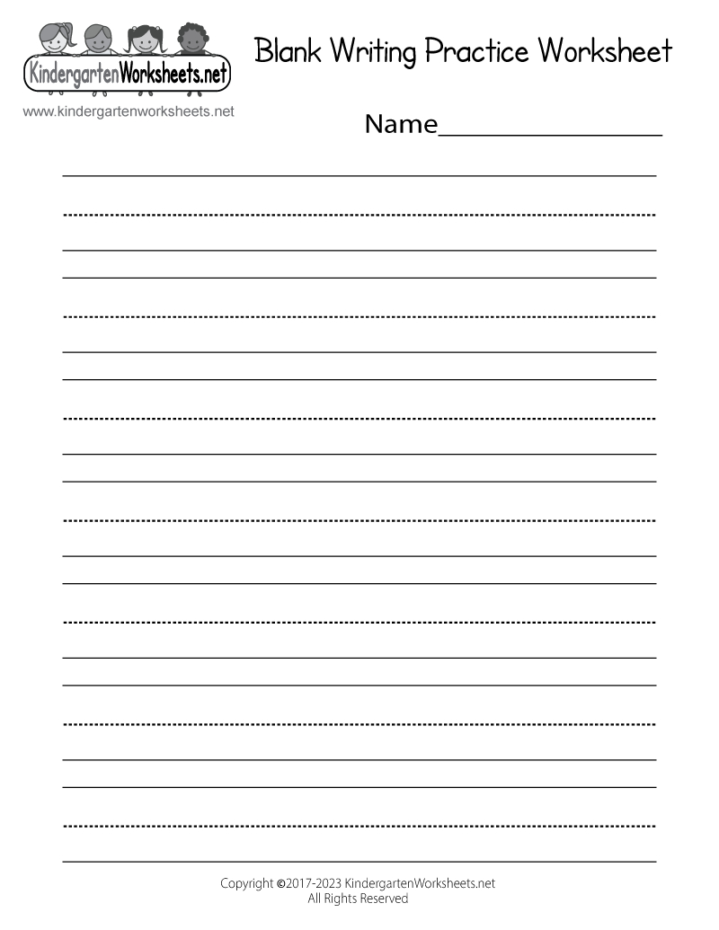 Free Printable Blank Writing Practice Worksheet with regard to Free Printable Handwriting Sheets For Kindergarten