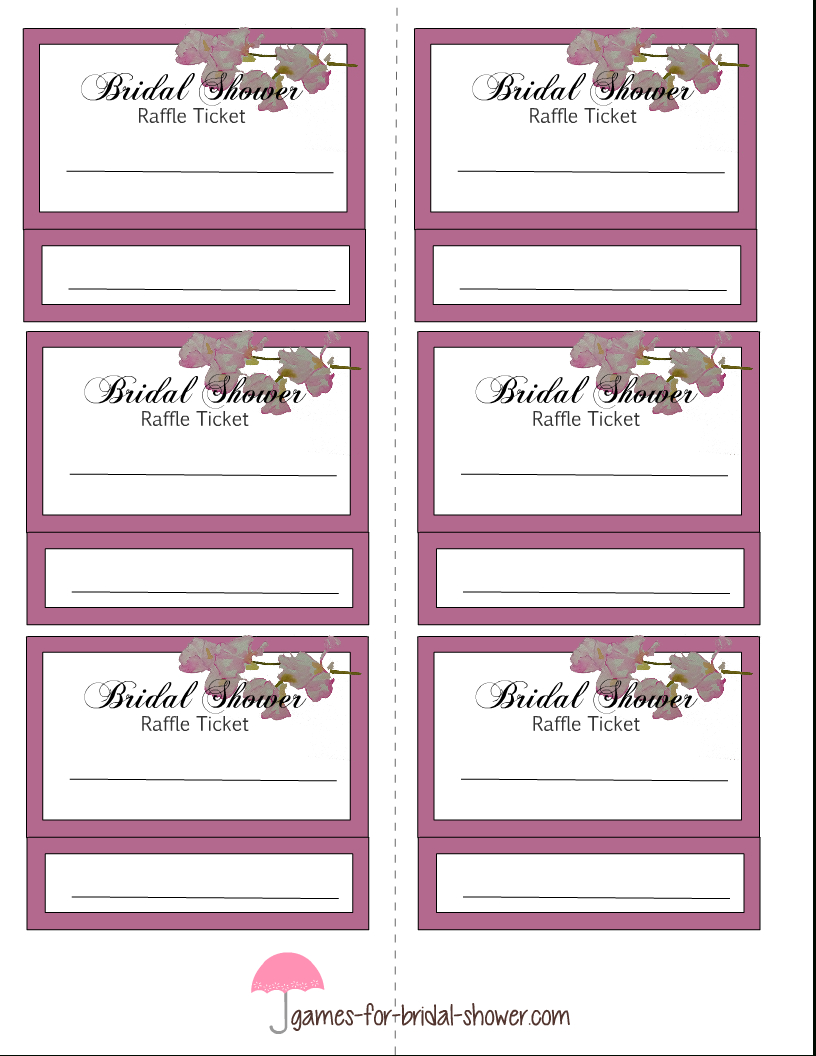 Free Printable Bridal Shower Raffle Tickets with Free Printable Bridal Shower Raffle Tickets