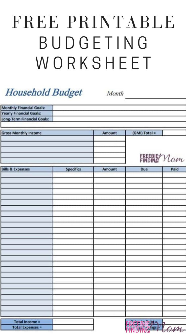 Free Printable Budget Worksheet within Household Budget Template Free Printable