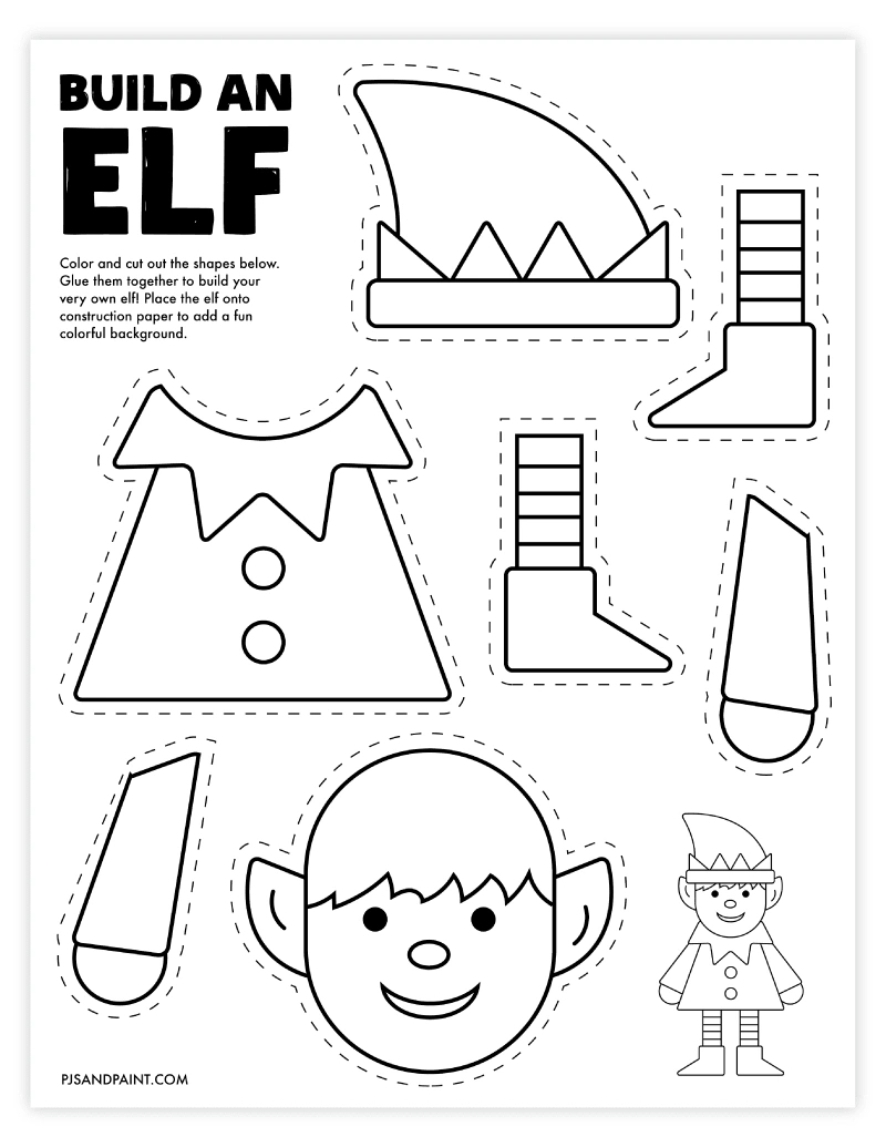 Free Printable Build An Elf Craft - Pjs And Paint within Free Printable Elf Pattern