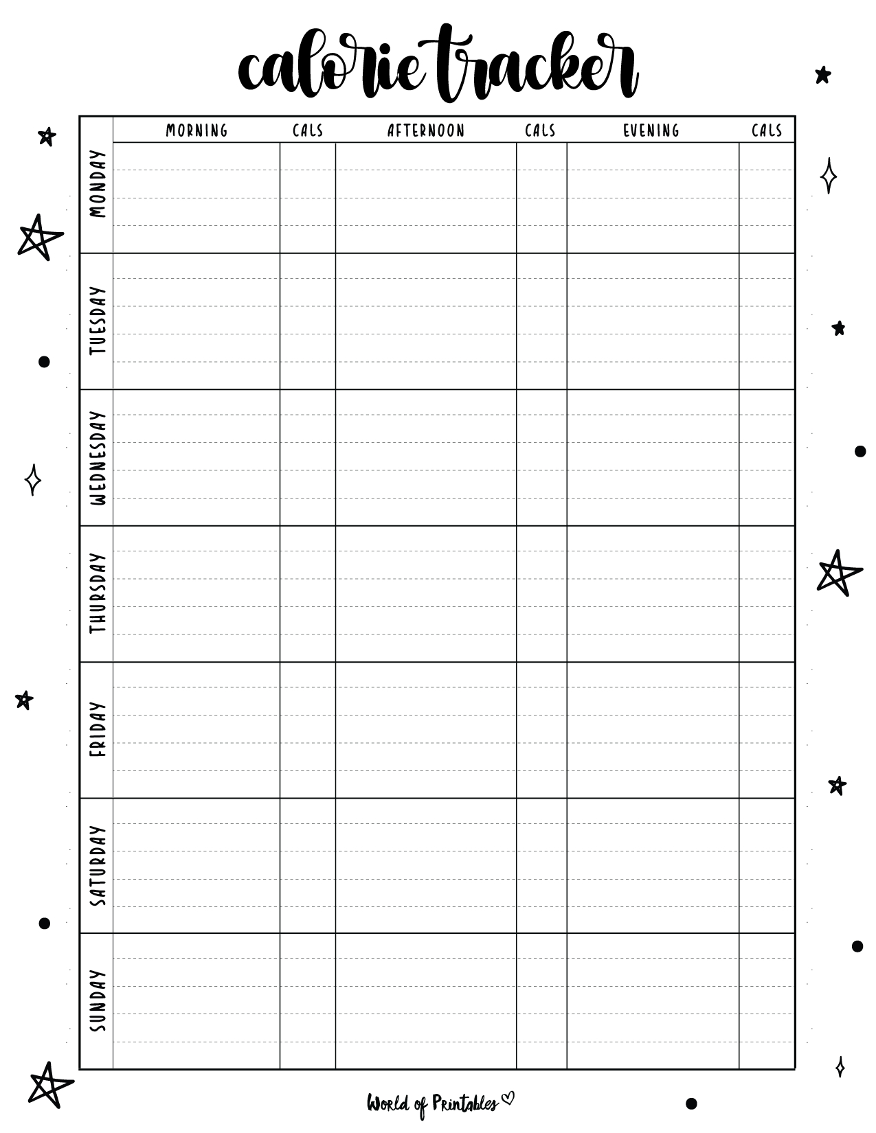 Free Printable Calorie Tracker - World Of Printables - Worksheets pertaining to Free Printable Calorie Counter Sheet