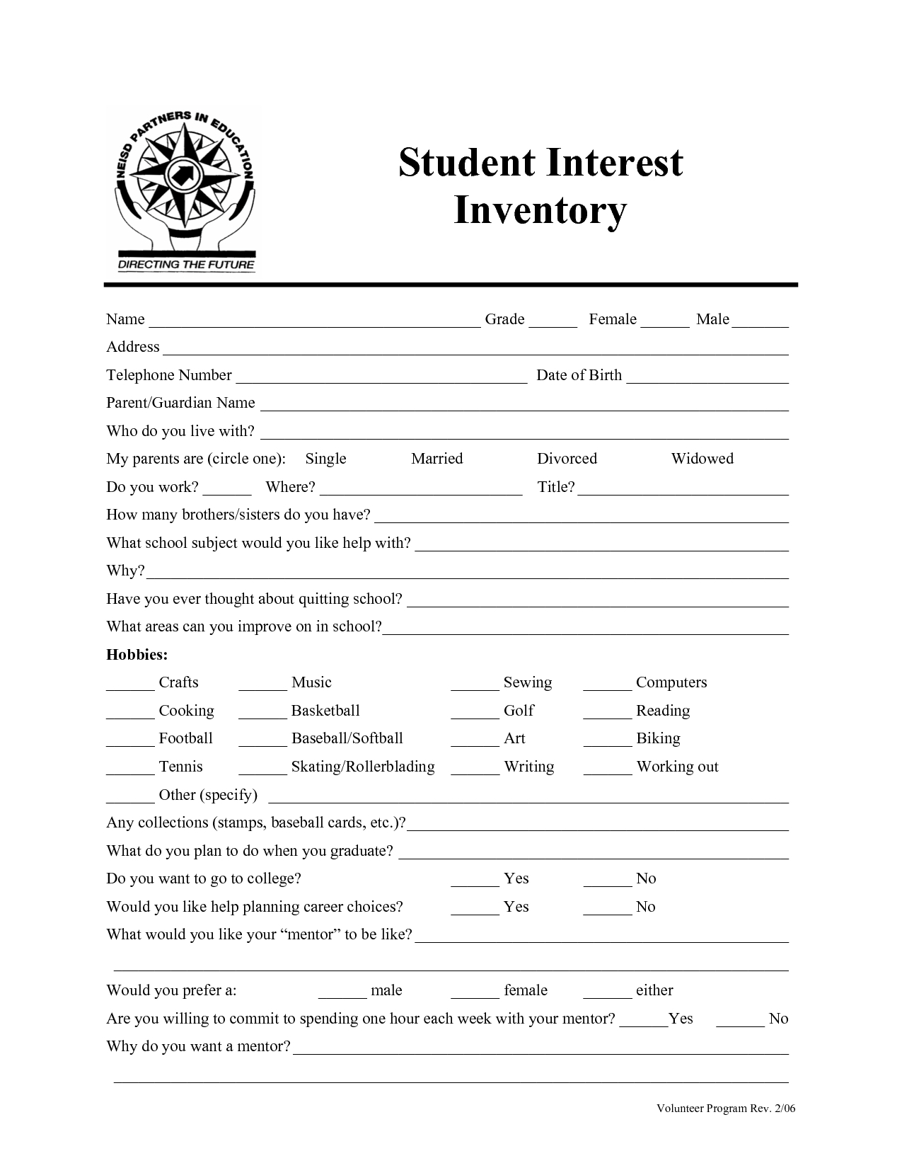 Free Printable Career Interest Inventory - Printable Party Favors in Printable Career Interest Survey For High School Students Free