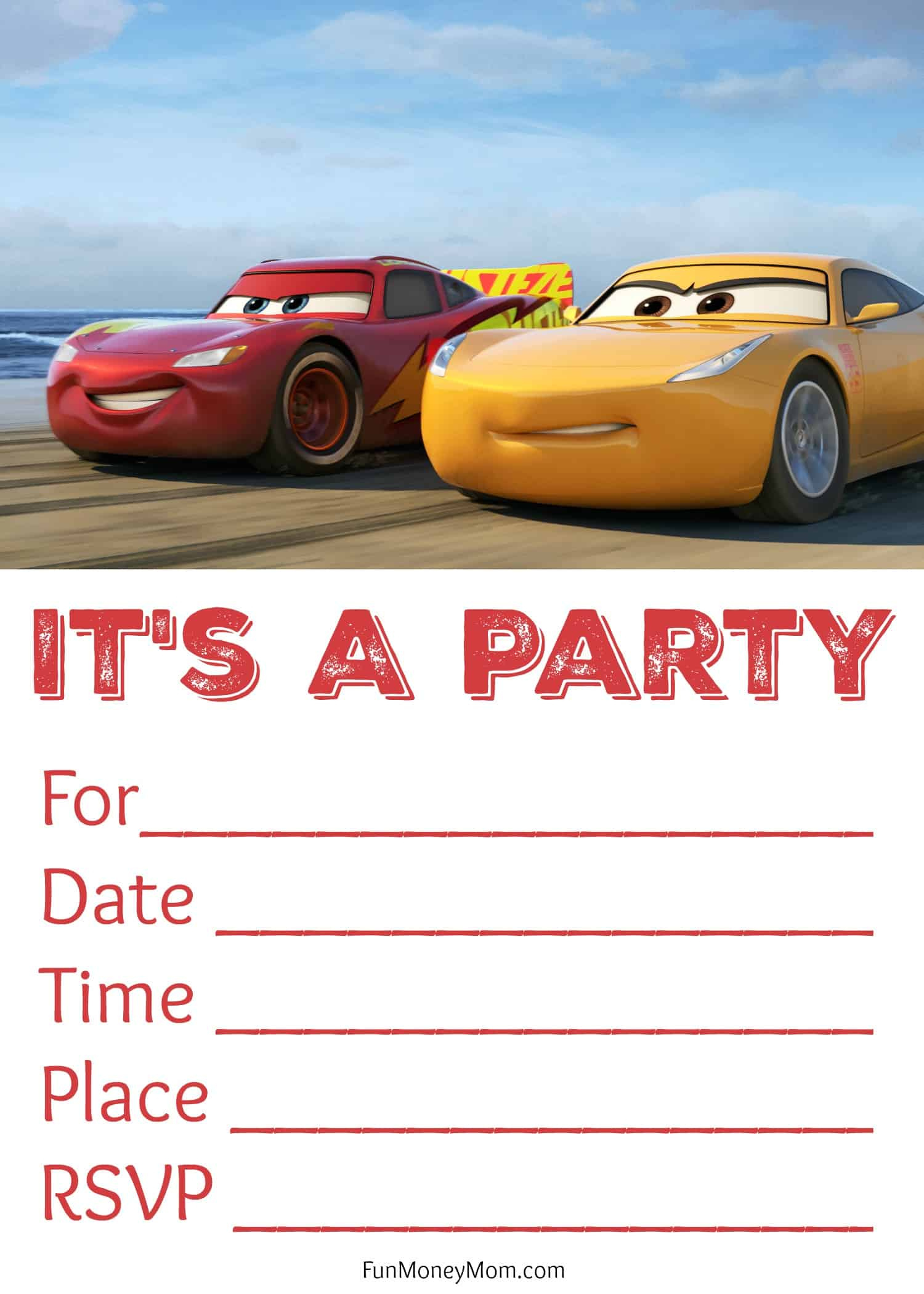 Free Printable Cars Birthday Invitations - Fun Money Mom for Free Printable Birthday Invitations Cars Theme