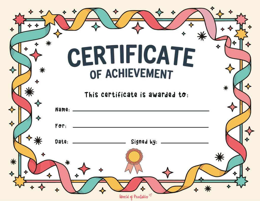 Free Printable Certificate Of Achievement Templates For Kids in Free Printable Certificates Of Achievement