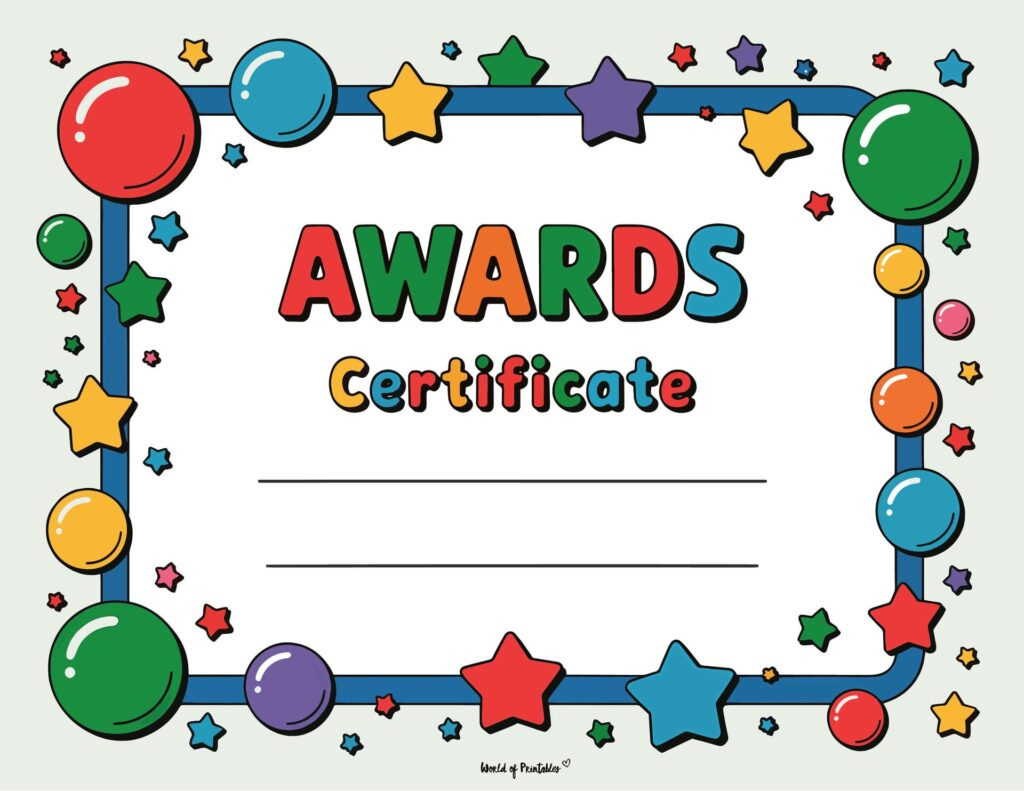 Free Printable Certificate Of Achievement Templates For Kids regarding Free Printable Awards