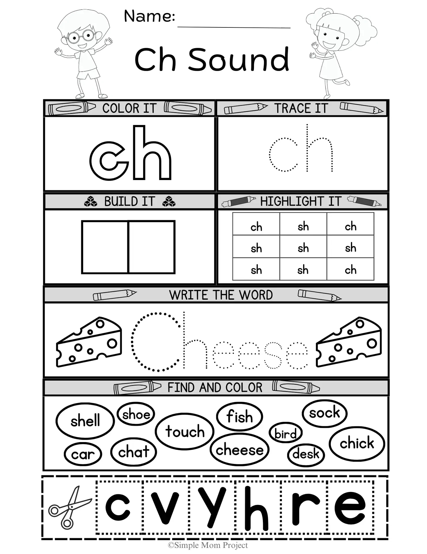 Free Printable Ch Worksheet For Kids Phonics Activities - Simple within Free Printable Ch Digraph Worksheets