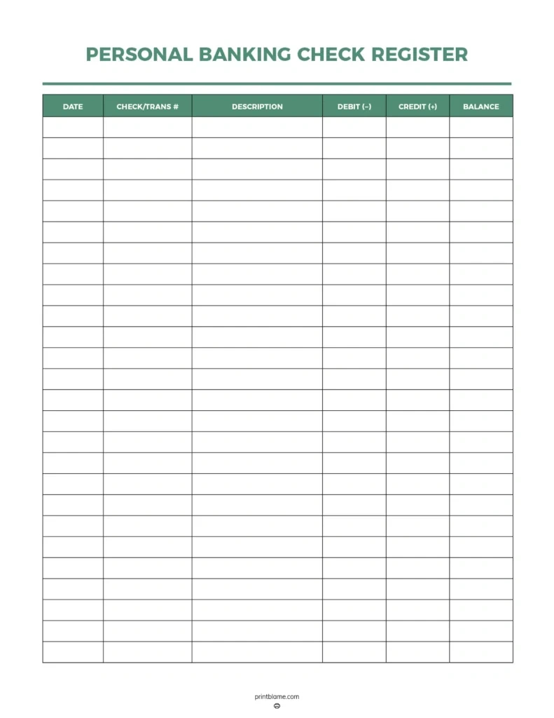 Free Printable Check Registers - 28 Checkbook Ledger Pdfs intended for Free Printable Check Register With Running Balance